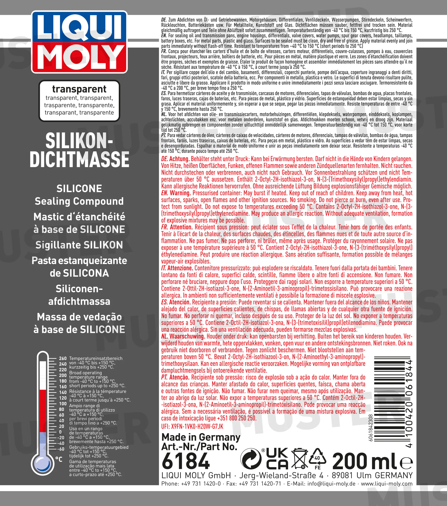 Liqui Moly Silikon-Dichtmasse transparent 200 ml