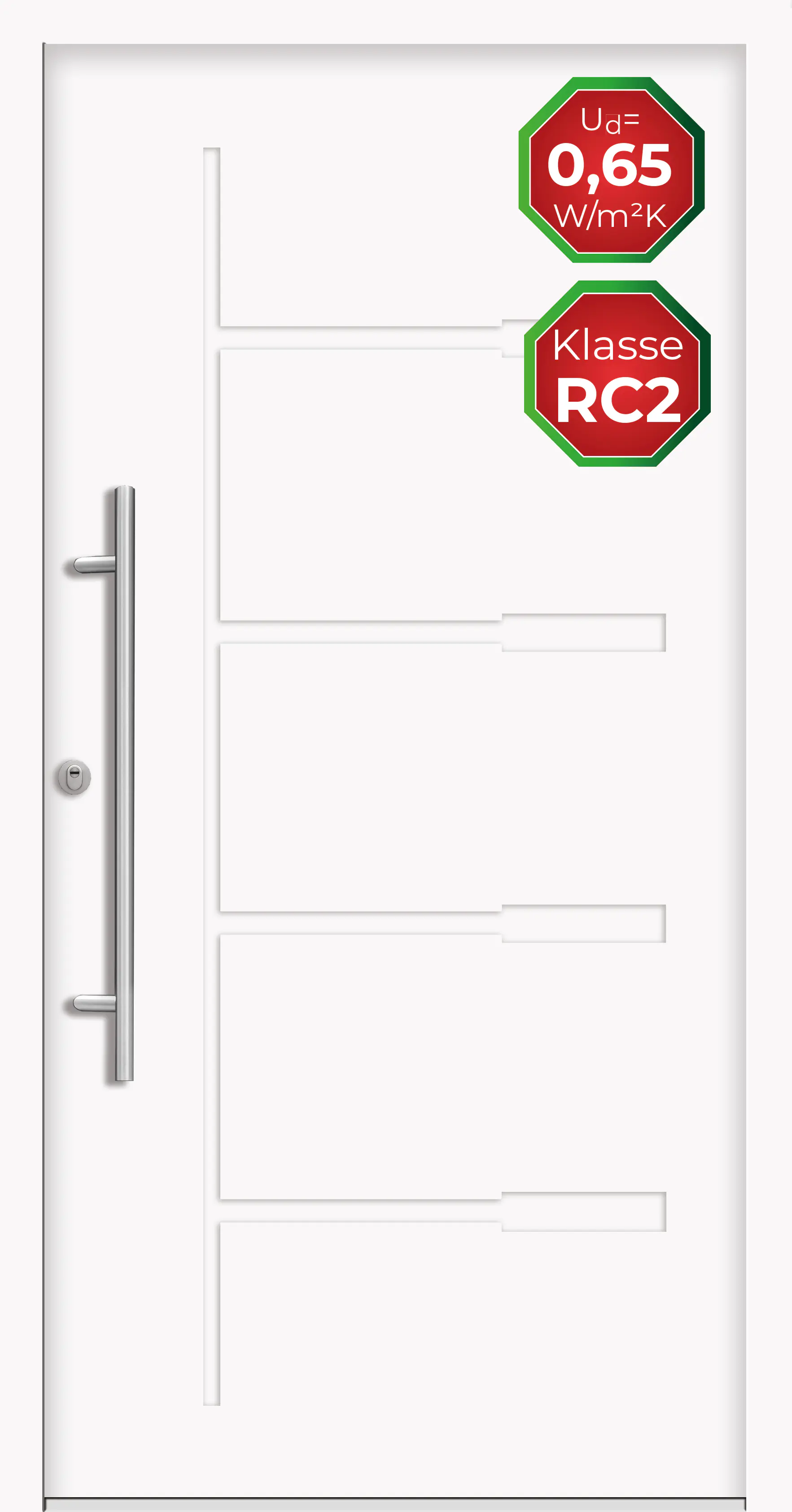 Splendoor Haustür Passivedoor Premium H1 RC2 Weiß DIN Links 100 x 210 cm