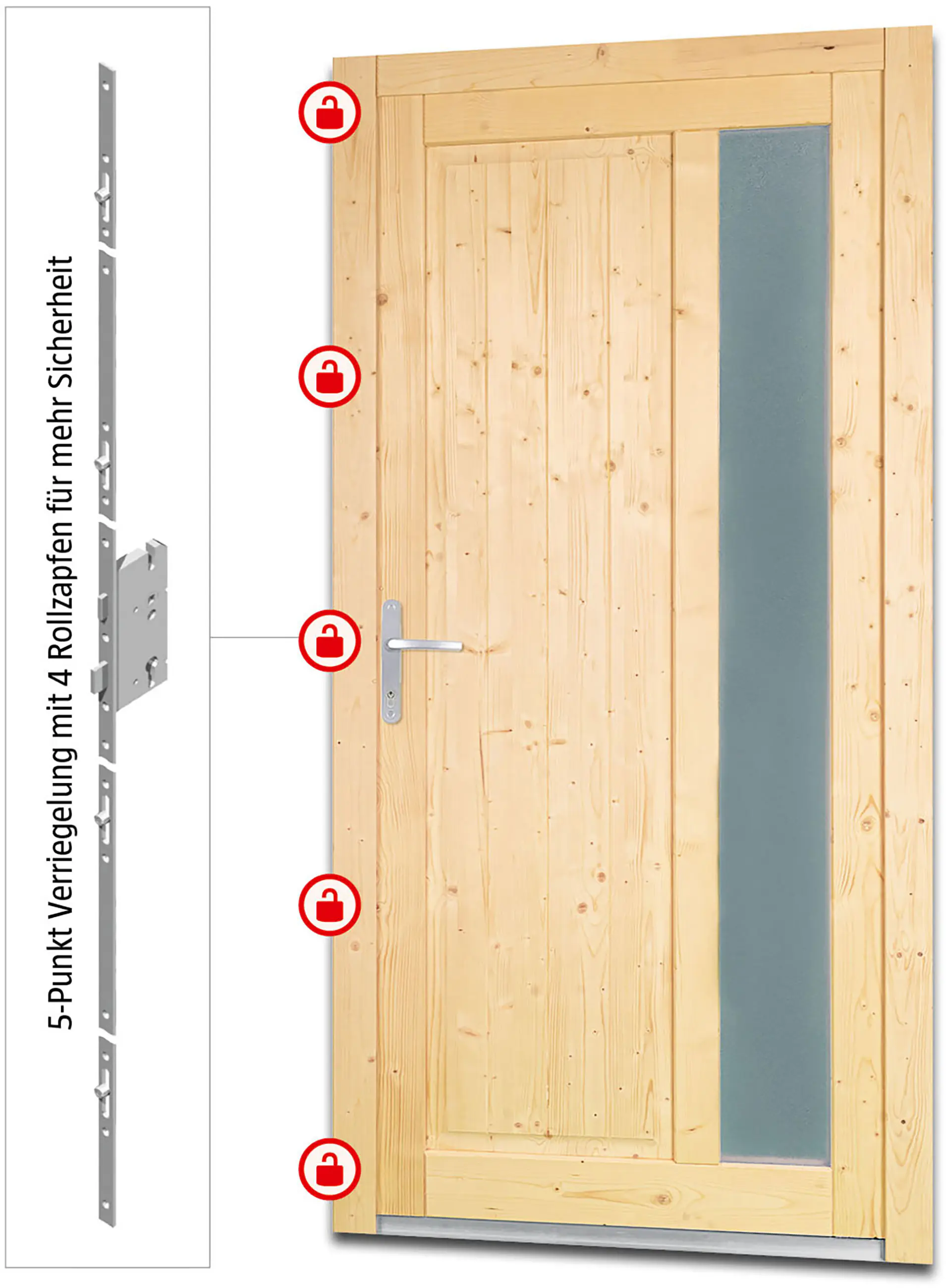 Panto Nebeneingangstür Holz 511 98 x 198 cm DIN links