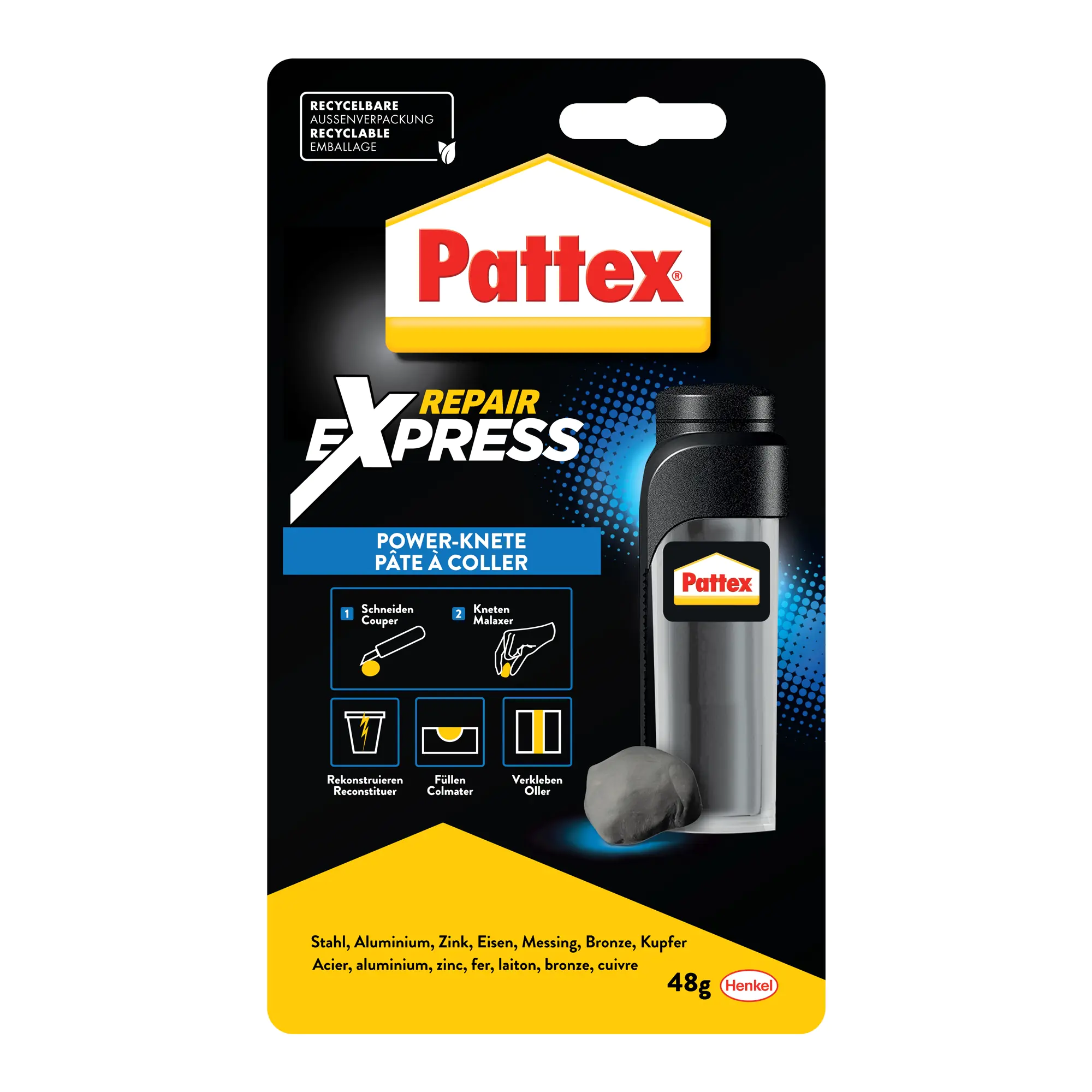 Pattex Epoxidharzkleber Powerknete Repair Express 48 g, weiß