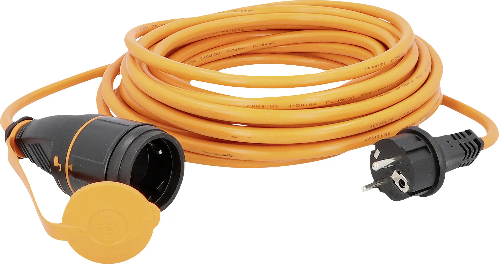 Unitec Verlängerungskabel 10 m H07BQ-F3G1,5, max. 3600W, orange, IP44