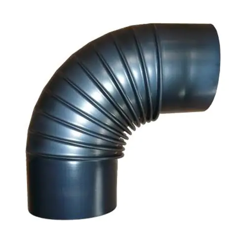 FireFix Ofenrohrbogen 90°, Ø 130 mm, gebläut, gerippt