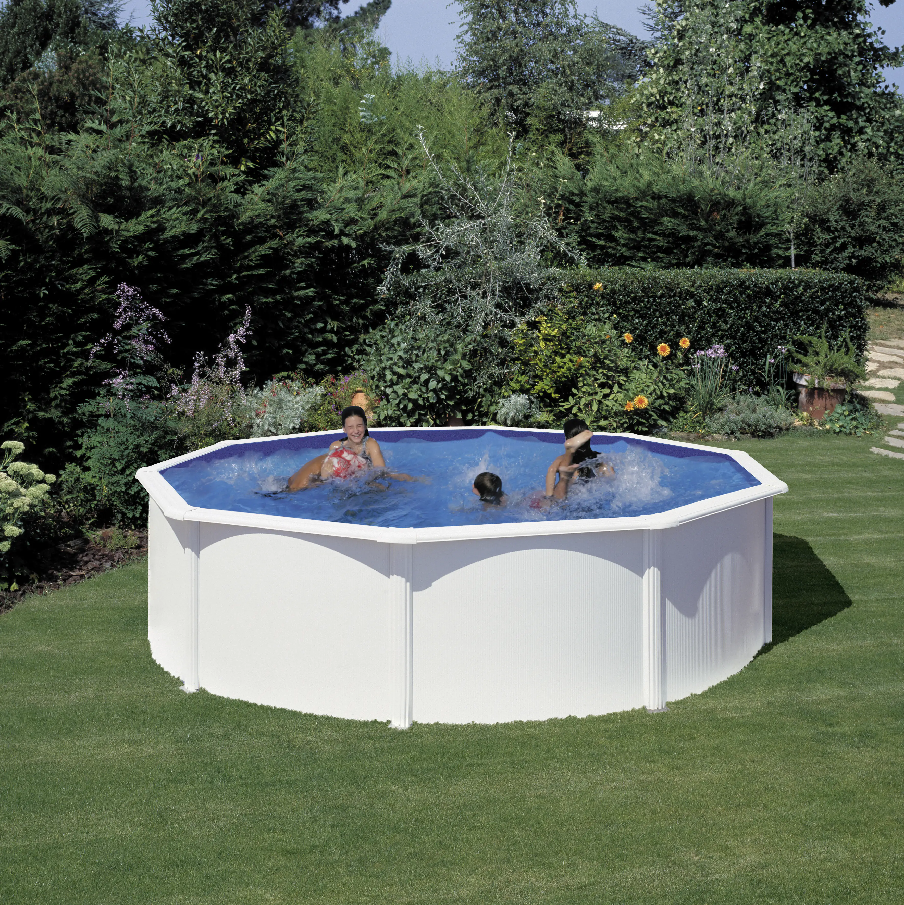 Gre Stahlwandpool Fidji rund Ø 460 x 120 cm weiß