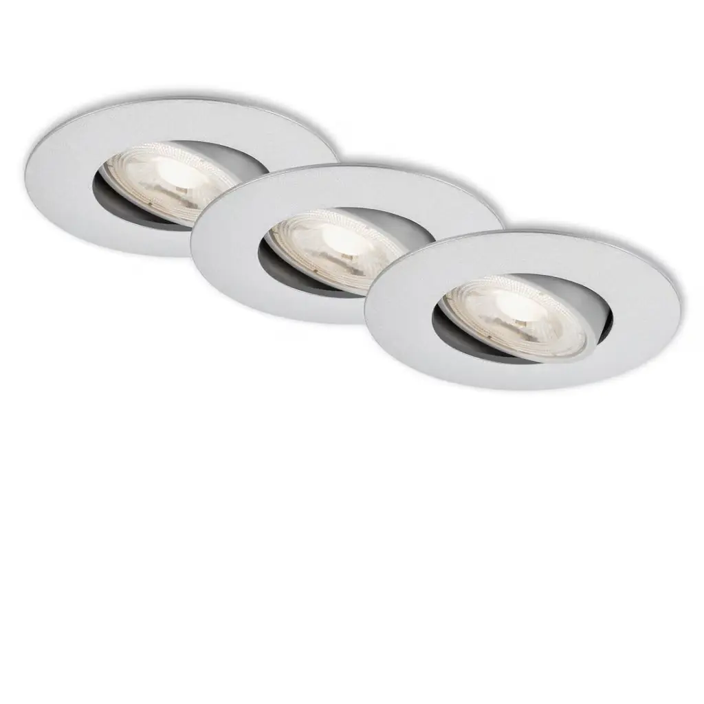 Briloner 3er Set LED Einbauleuchte Nava Move chrom-matt Ø 9 cm warmweiß