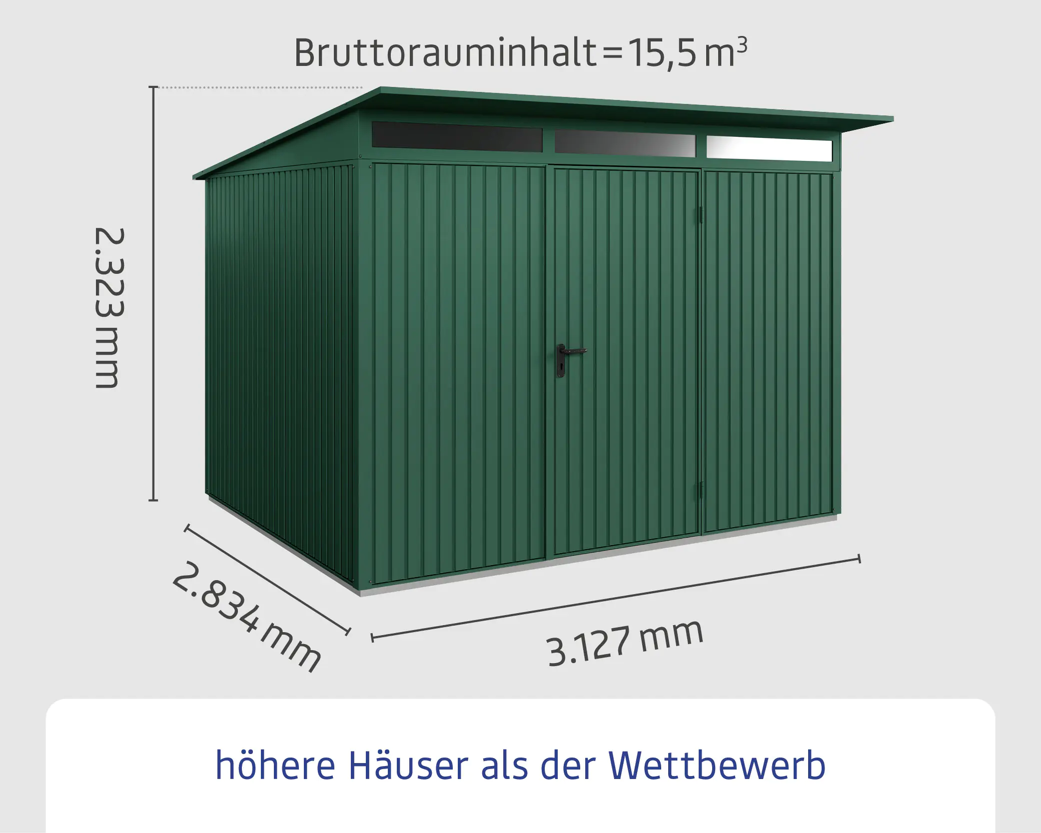 EcoStar Gerätehaus Trend-P Typ 3 312,7 x 283,4 x 232,3 cm moosgrün