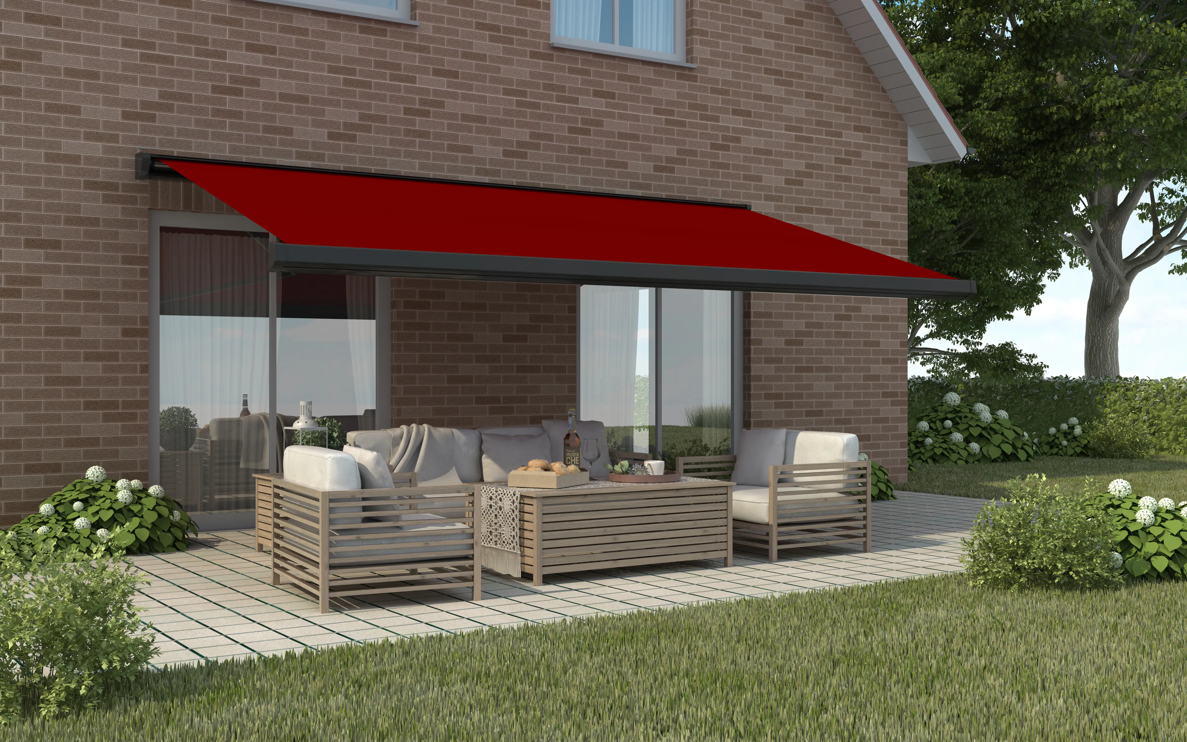 Primaster Kassetten-Markise 3,5 x 3 m elektrisch rot