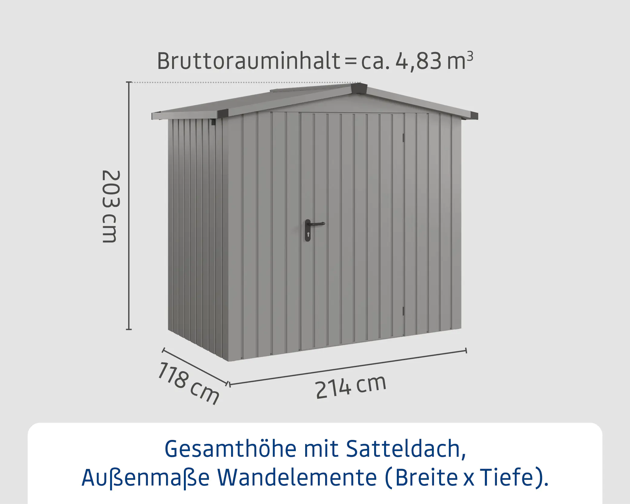 EcoStar Metallgerätehaus Euroline ESD3 graualuminium 214 x 118 cm 1-flg.