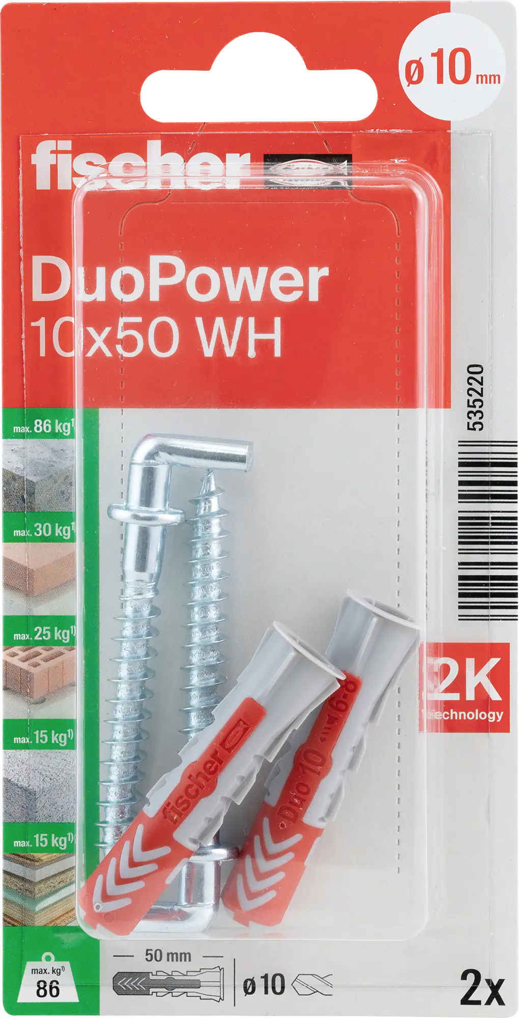 Fischer Dübel-Set Duopower 10.0 x 50 mm - 2 Stück