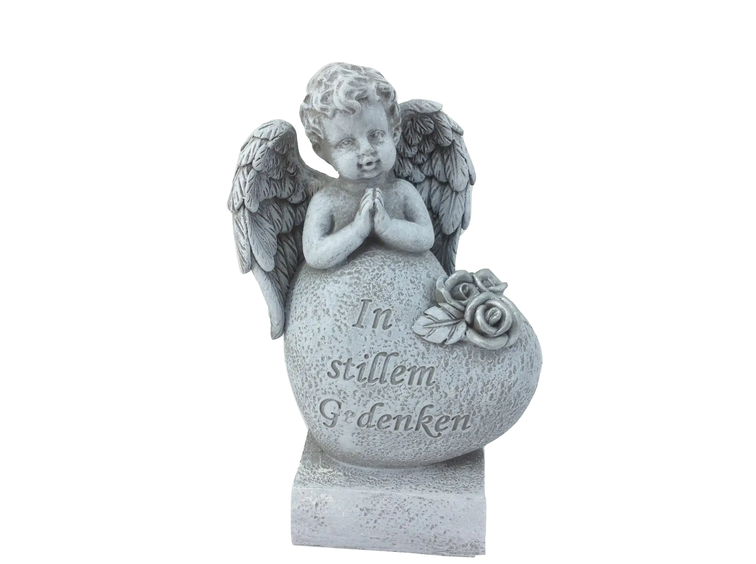 TrendLine Grabschmuck Engel mit Herz 15 x 10 cm grau
