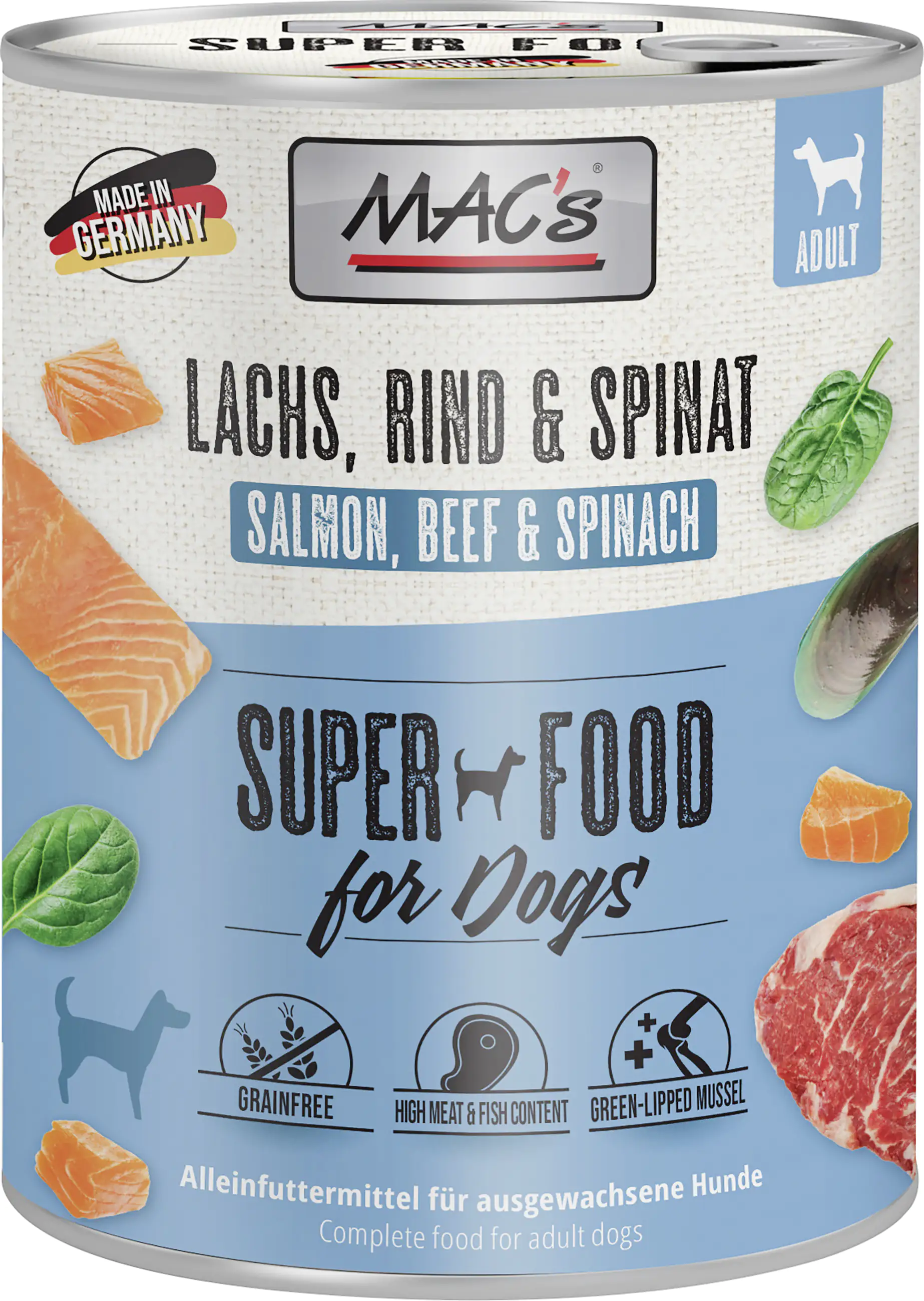 Macs Dog Hundenassfutter Adult getreidefrei 800 g Lachs & Rind
