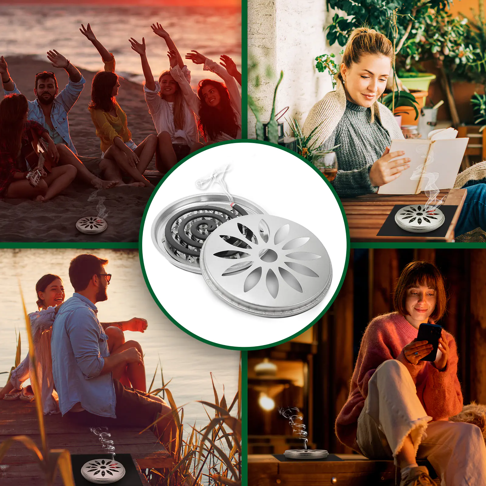 Gardigo Citronella-Räucher Set Räucherspirale mit Räucherschale
