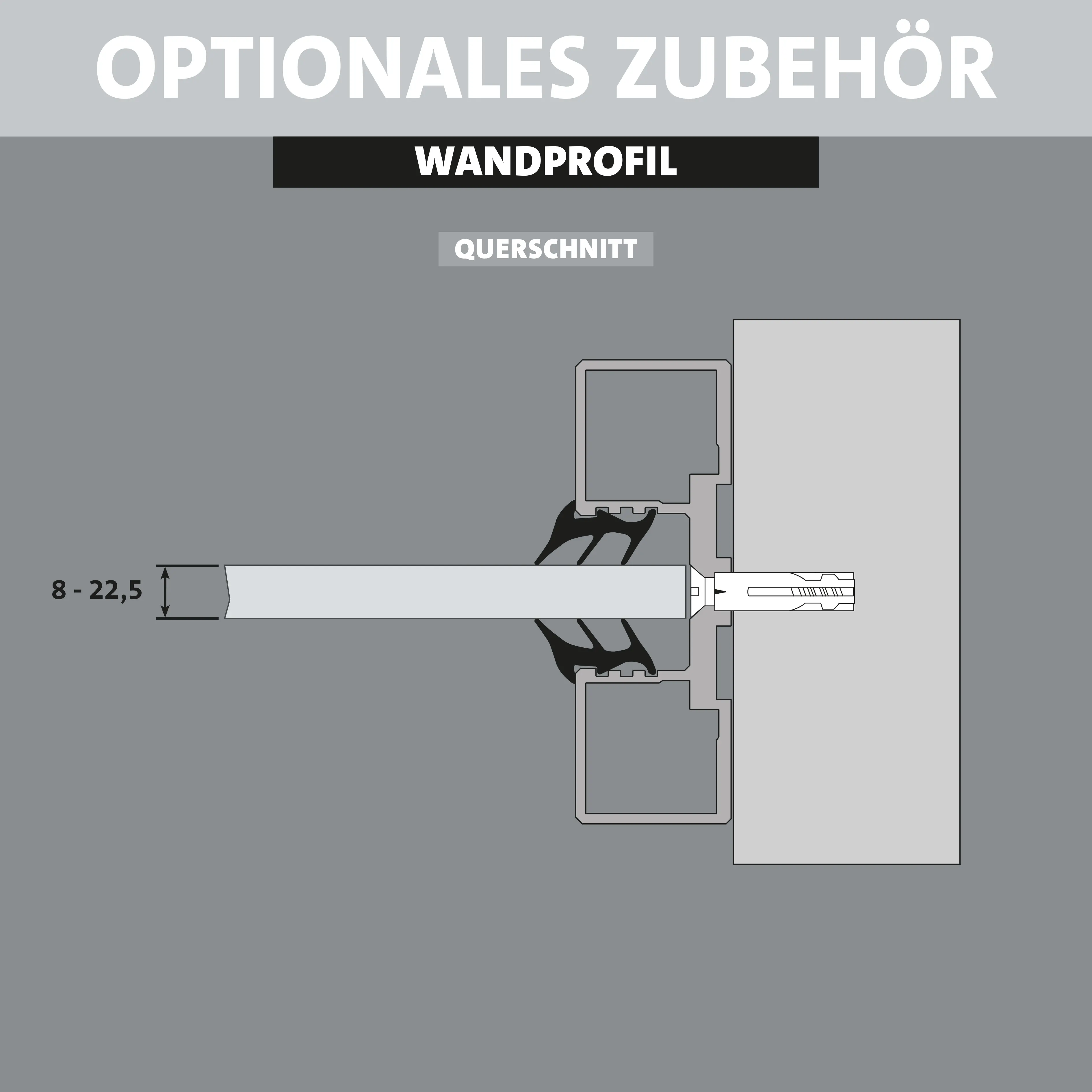 Ambiente Wandprofil Aluminium zum Anschrauben 127 cm anthrazit                  