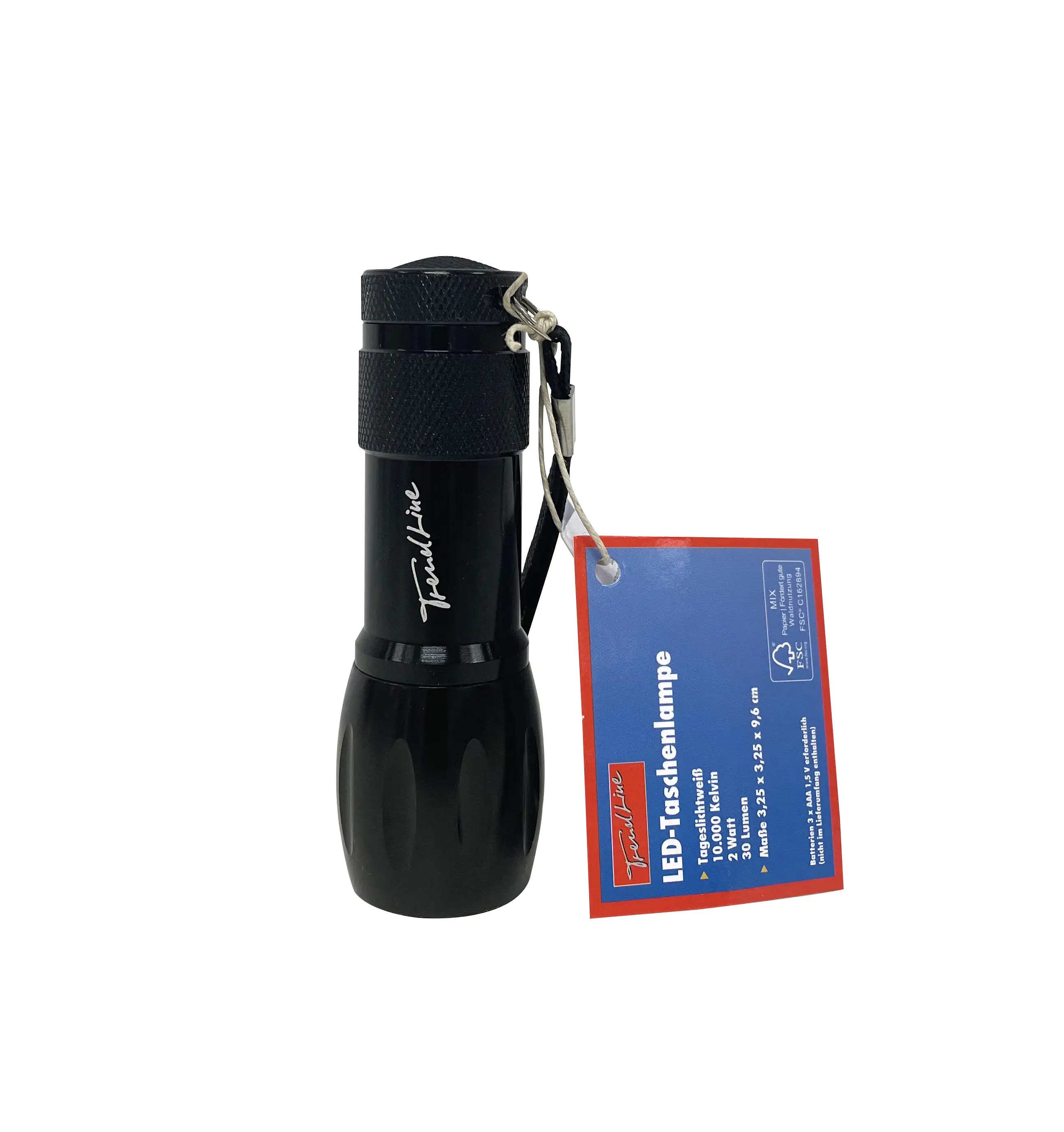 Trendline schwarze Taschenlampe mit 9 LED
