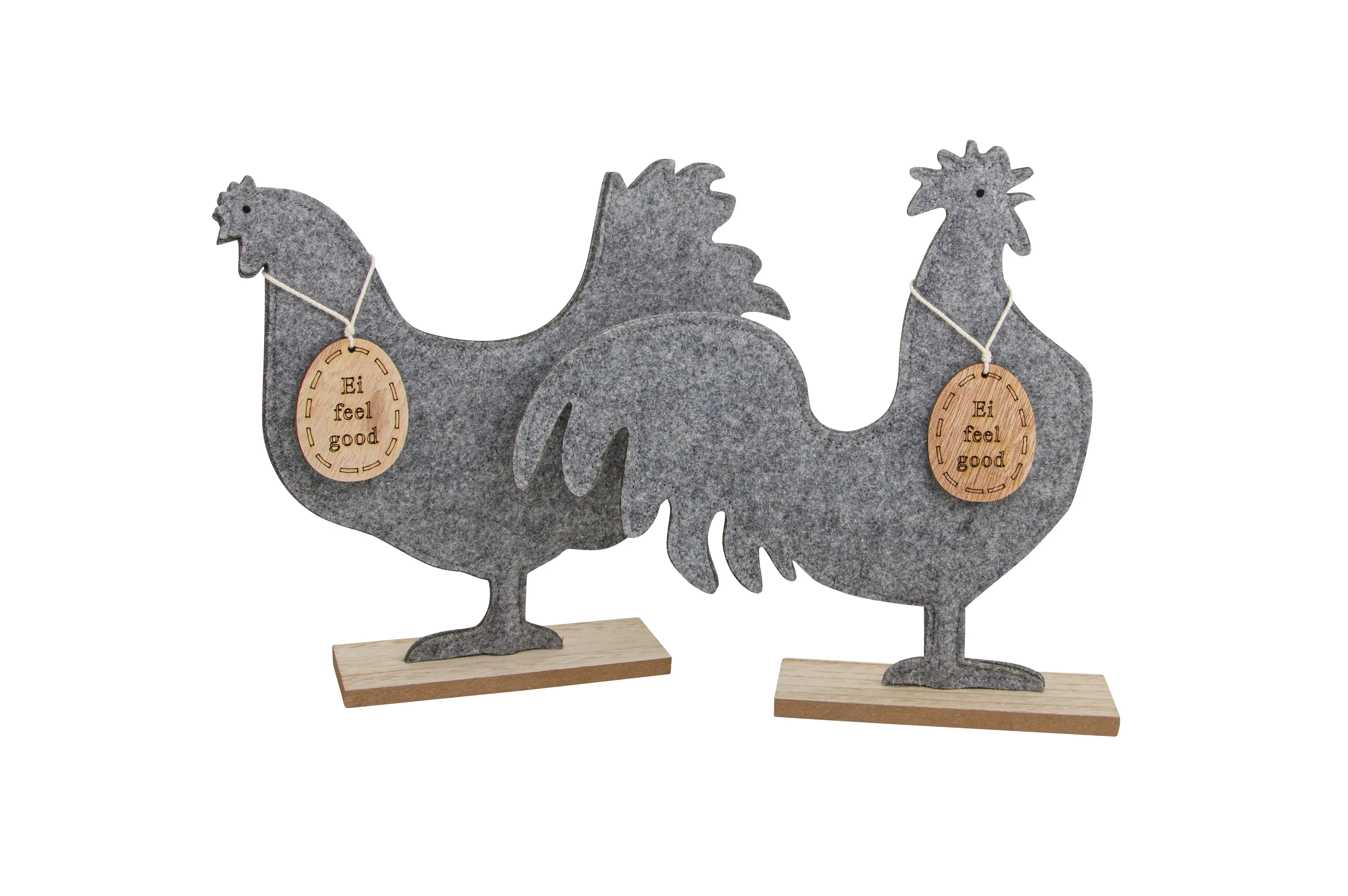 Riffelmacher Henne auf Holzsockel 26,5 x 25 cm