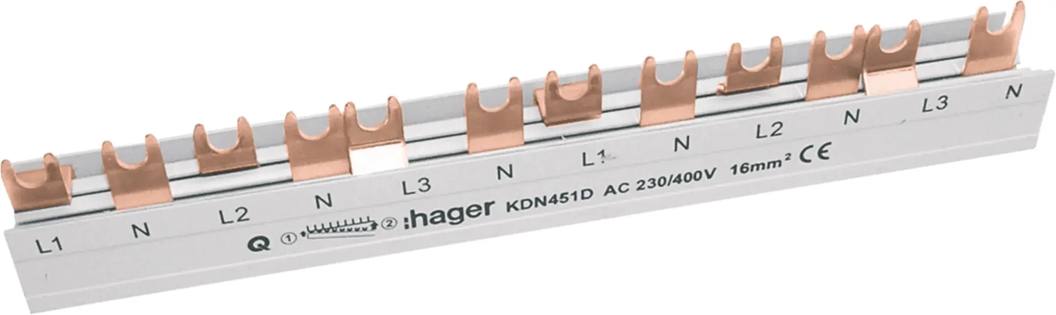 Hager Phasenschiene 3 polig+N 12 Module, Gabelanschluss
