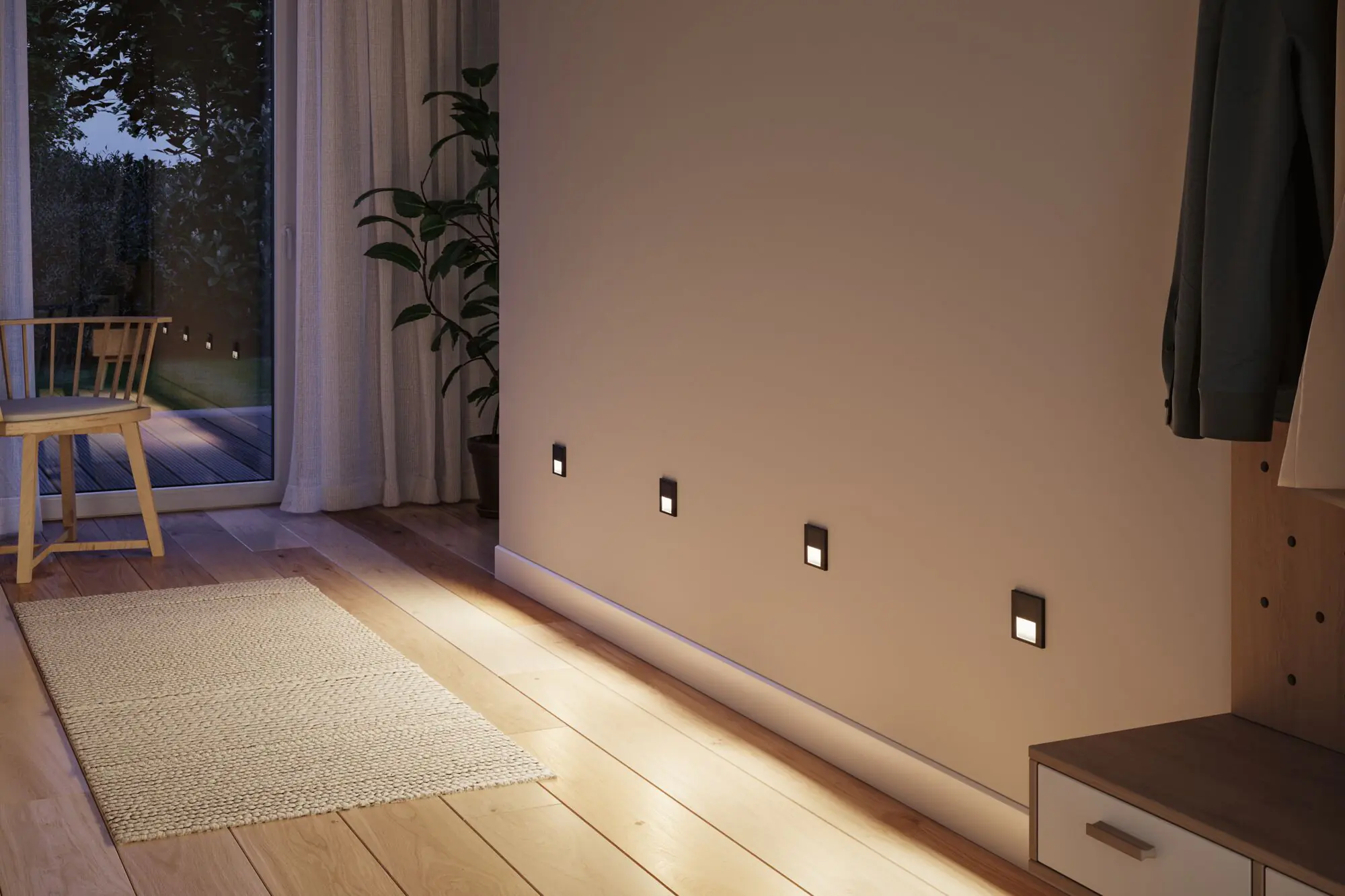 Paulmann LED Wand-Einbauleuchte Tsaro 1W Bewegunsmelder schwarz matt