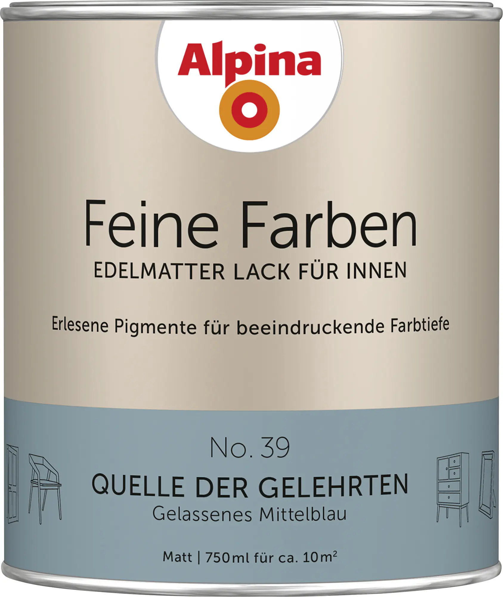 Alpina Feine Farben Lack No. 39 Quelle der Gelehrten - mittelblau 750 ml