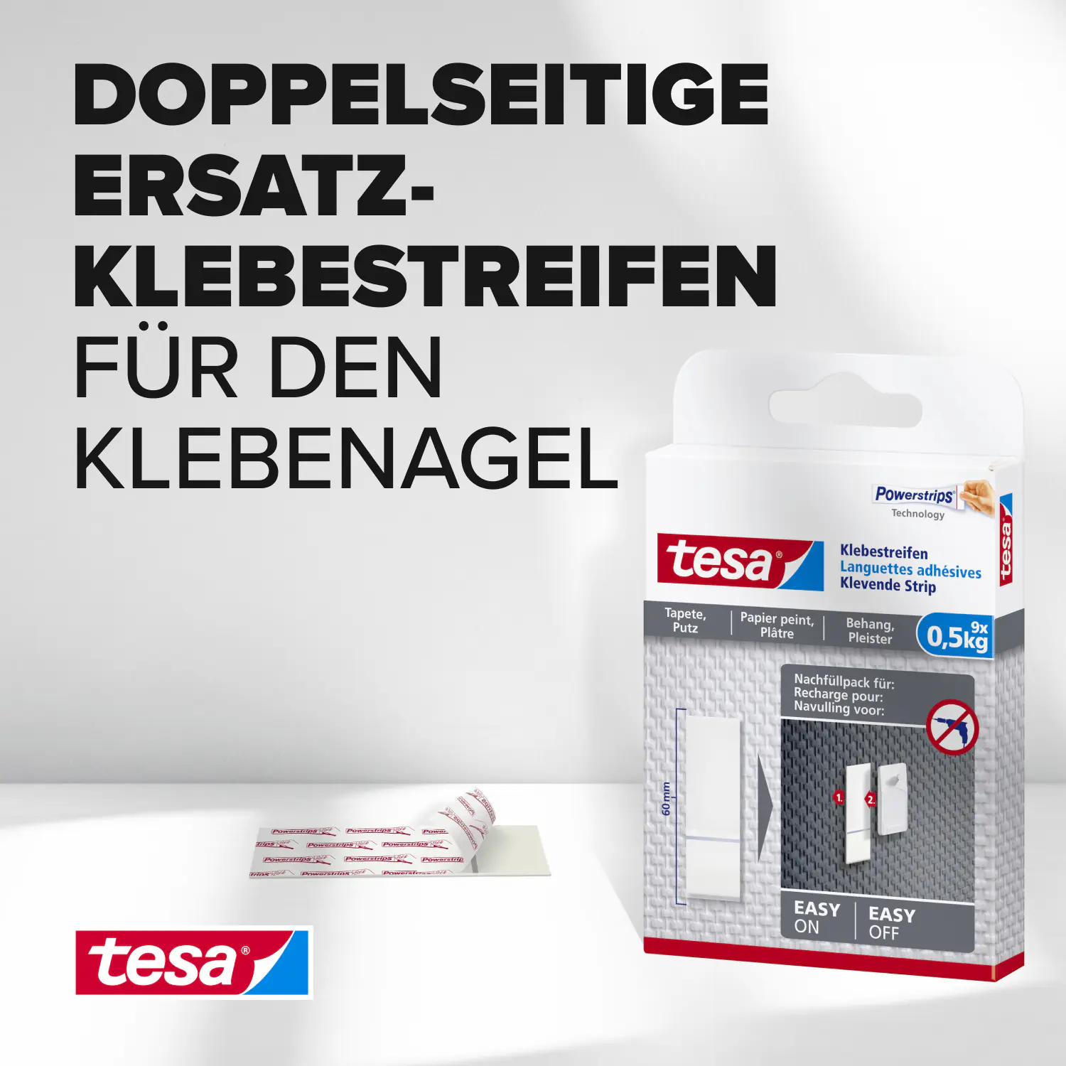 tesa Klebestreifen Traglast 500 g, 9 Stück