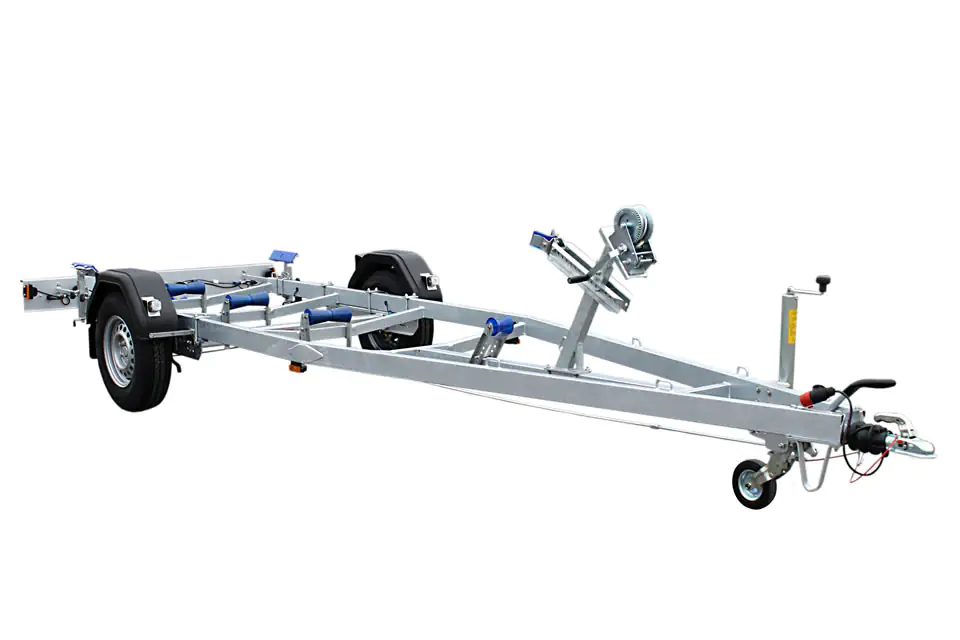 TPV Bootstrailer BA 1300-L mit Langauflagen+Stützrad gebremst 1300kg für Bootslänge bis zu 5,80m