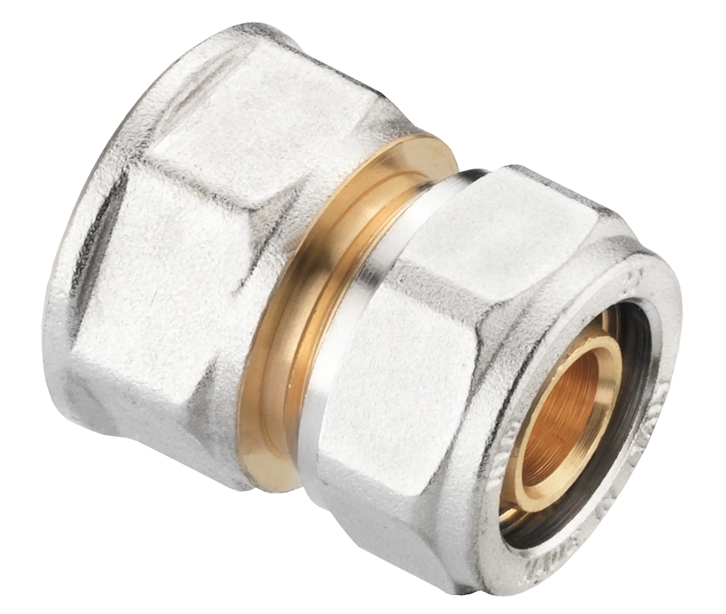Cornat Schraub-Kupplung komplett ø 20 mm 3/4" IG Messing vernickelt