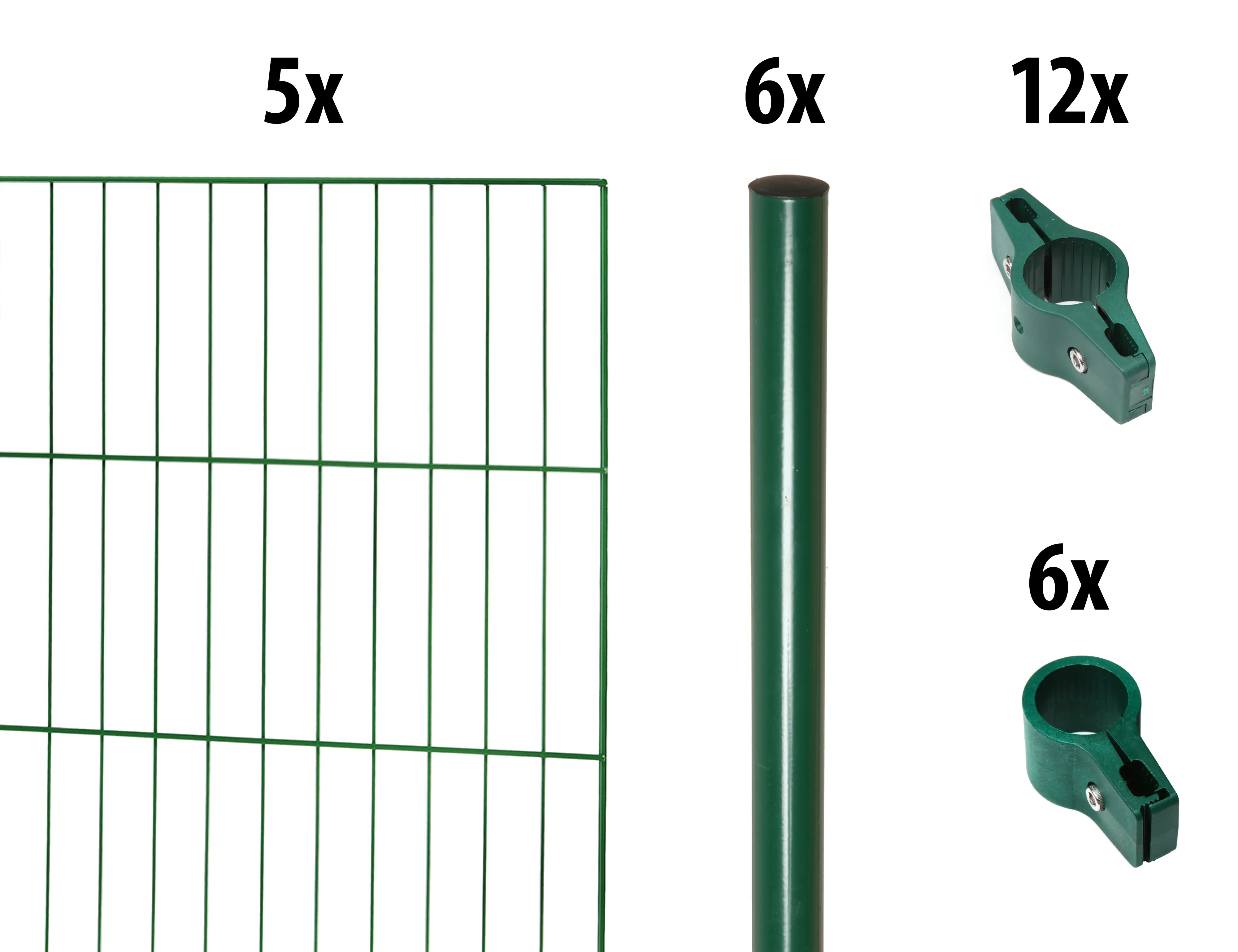 Floraworld Einstabmatten-Zaun Set Classic 10 m 200 x 125 cm inkl. 6 Pfosten 175 cm moosgrün