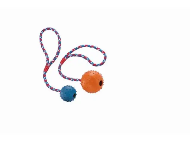 Nobby Vollgummi Ball mit Glocke und Seil 5 cm