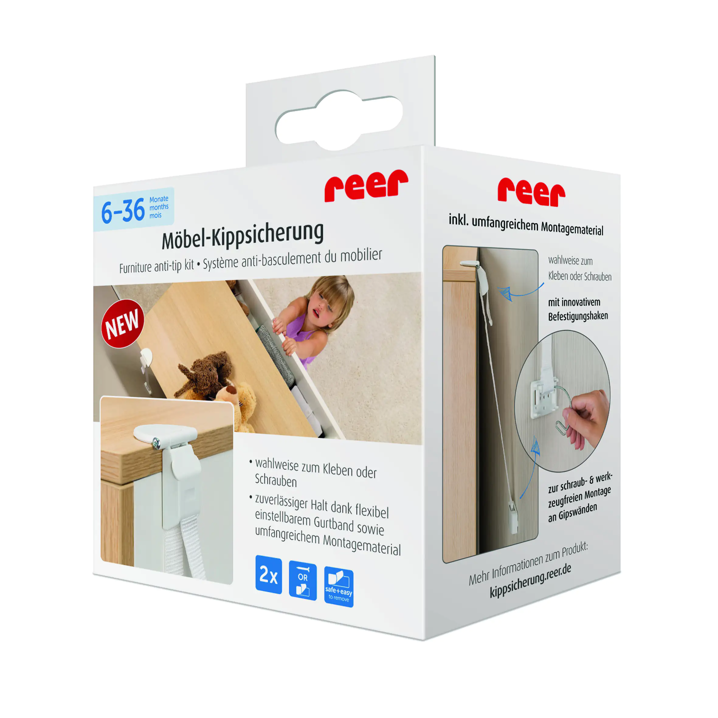 Reer Kippsicherung weiß, 2 Stück
