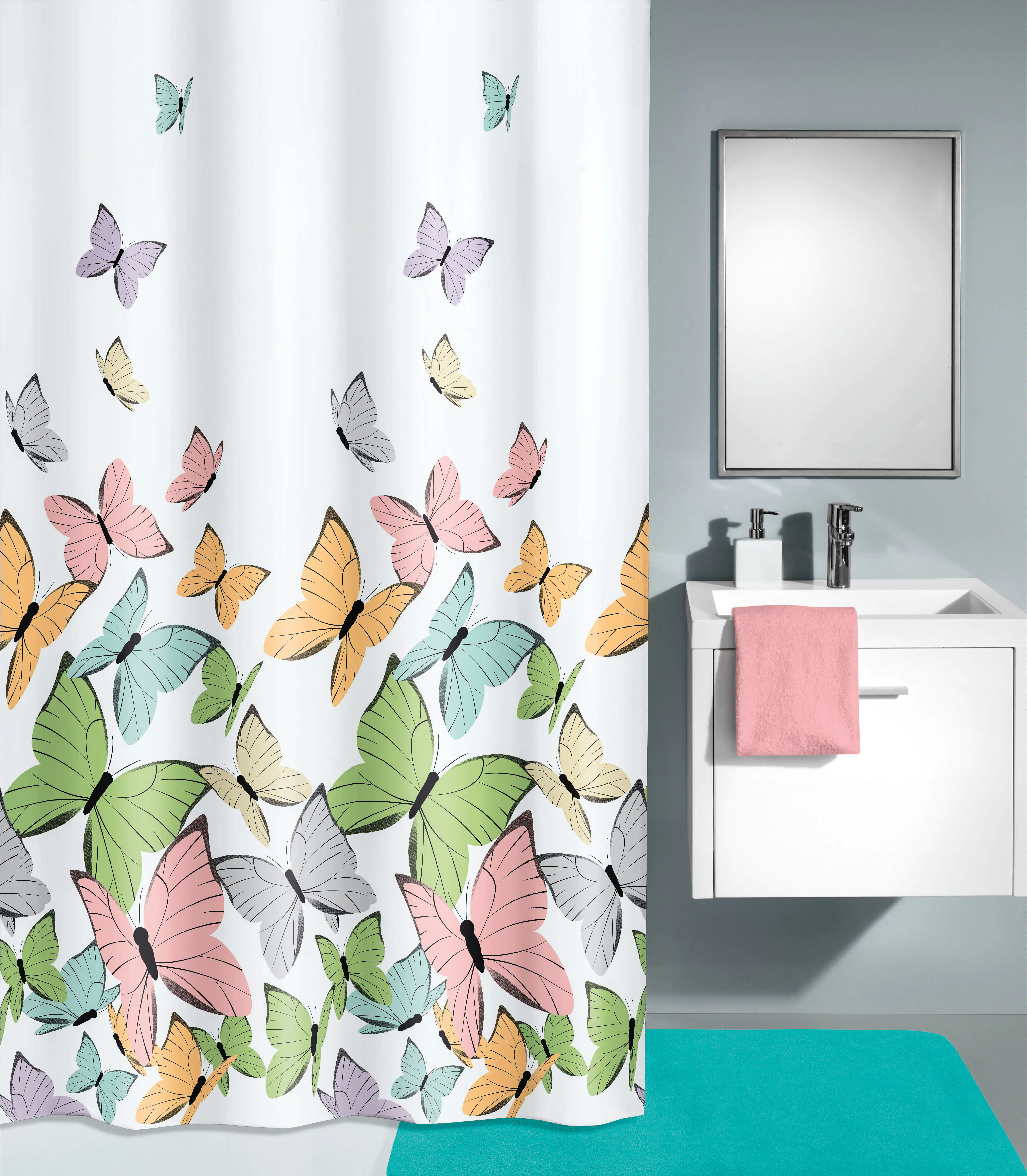 Kleine Wolke Duschvorhang Schmetterling multicolor, 180x200 cm