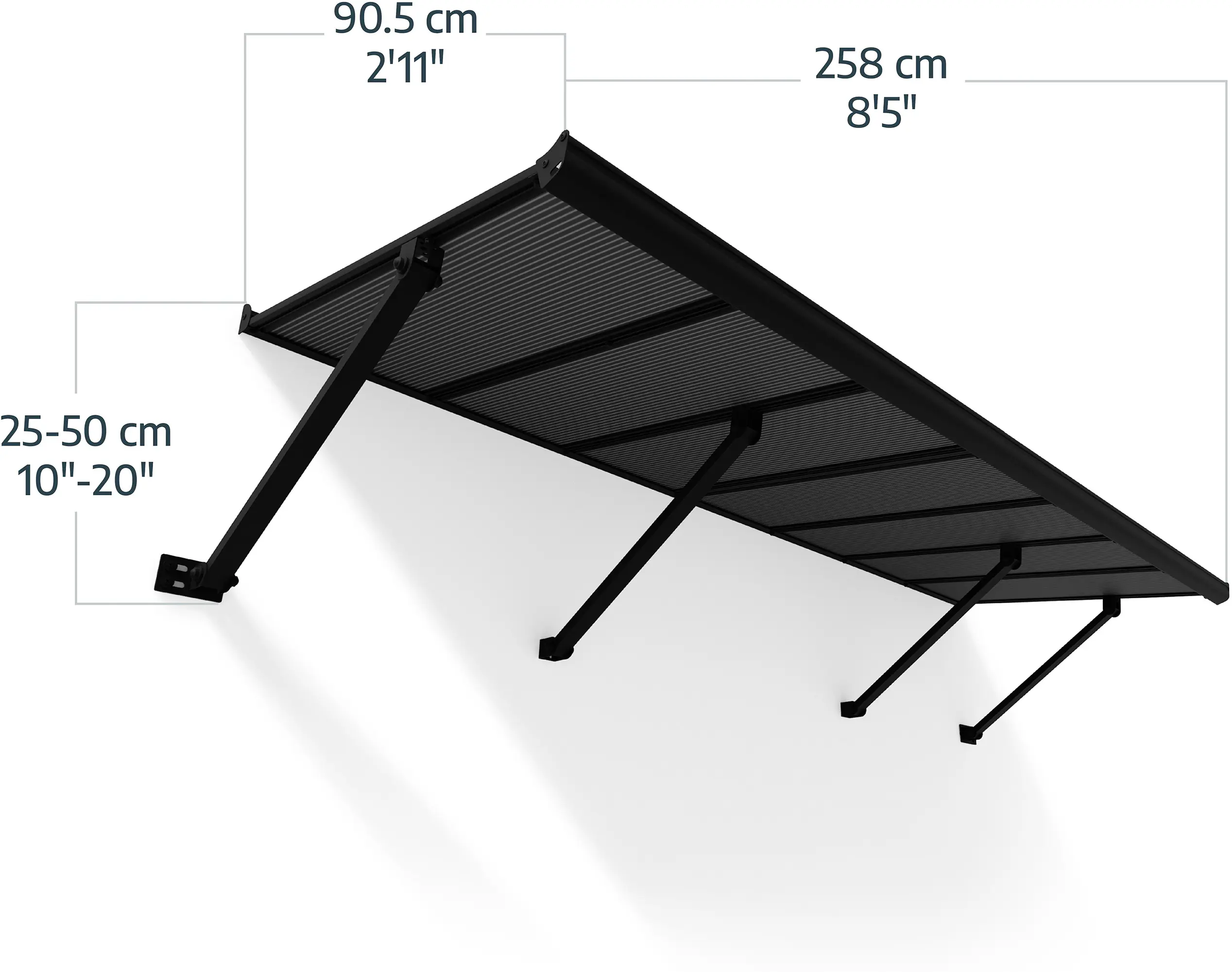 Canopia Vordach Augustine 258 x 90,5 cm grau 