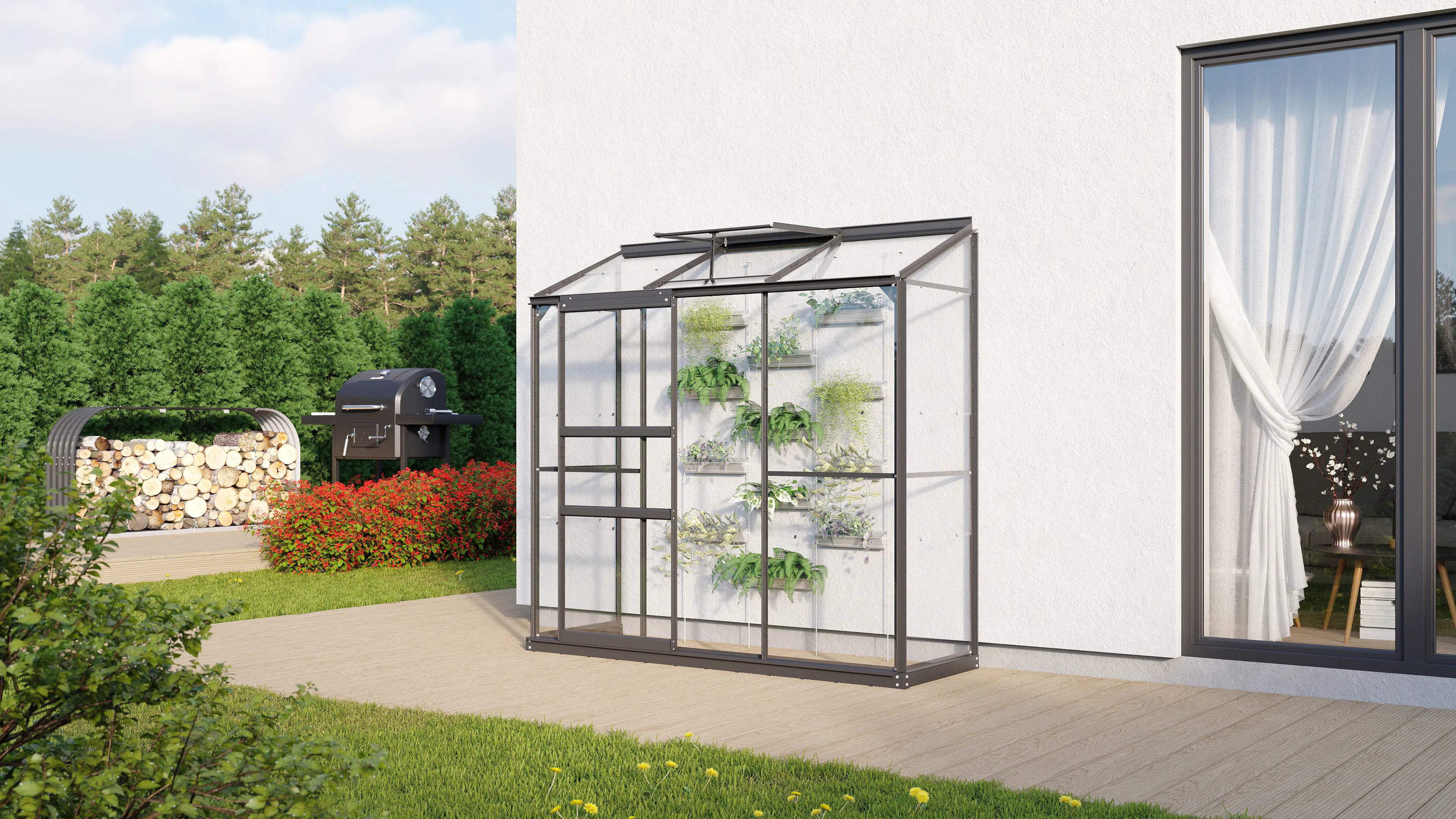 Vitavia Anlehngewächshaus Styx 1300 65 x 192 cm 3 mm ESG