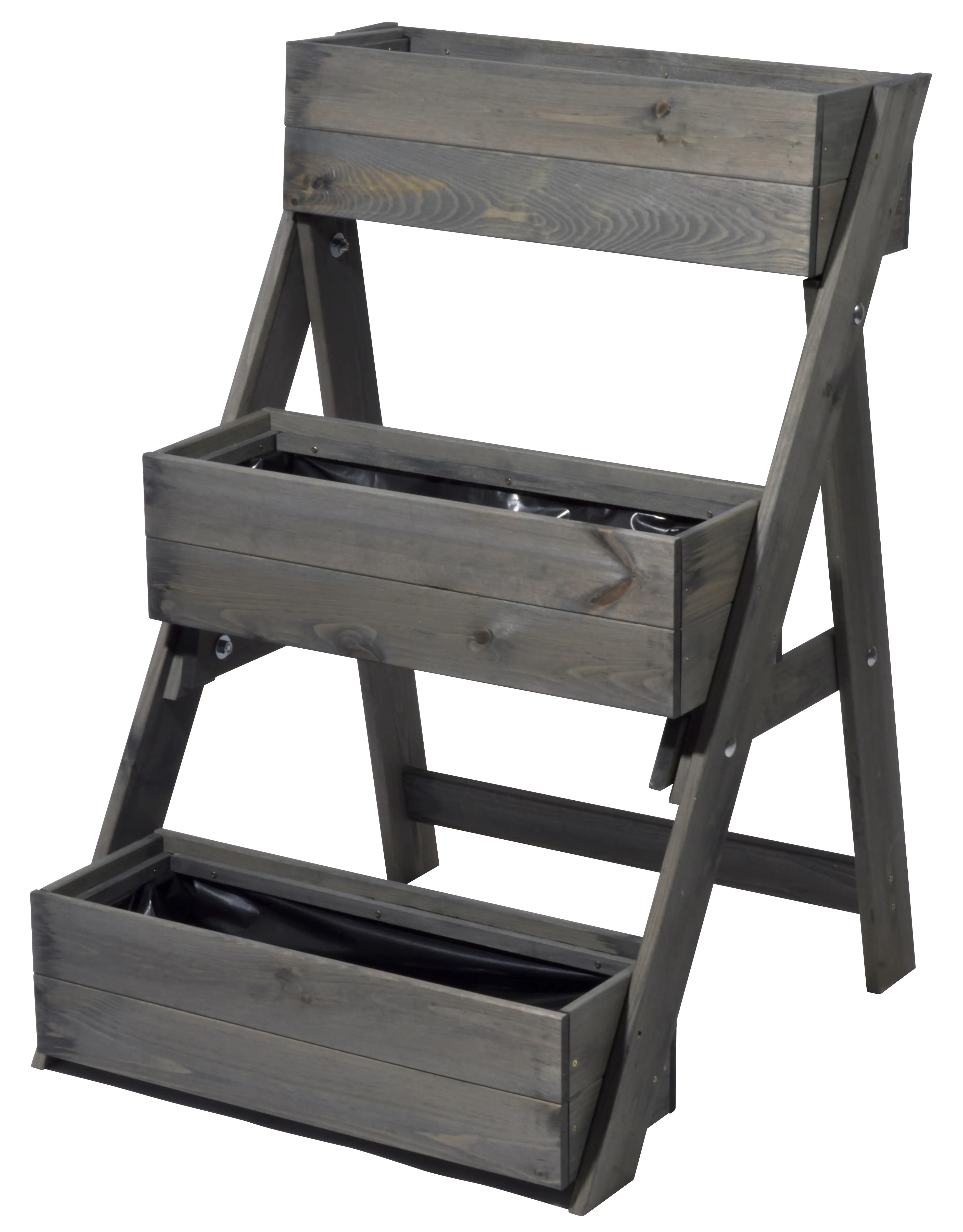 Dobar Dreistufige Pflanztreppe grau ca. 60x70x90 cm