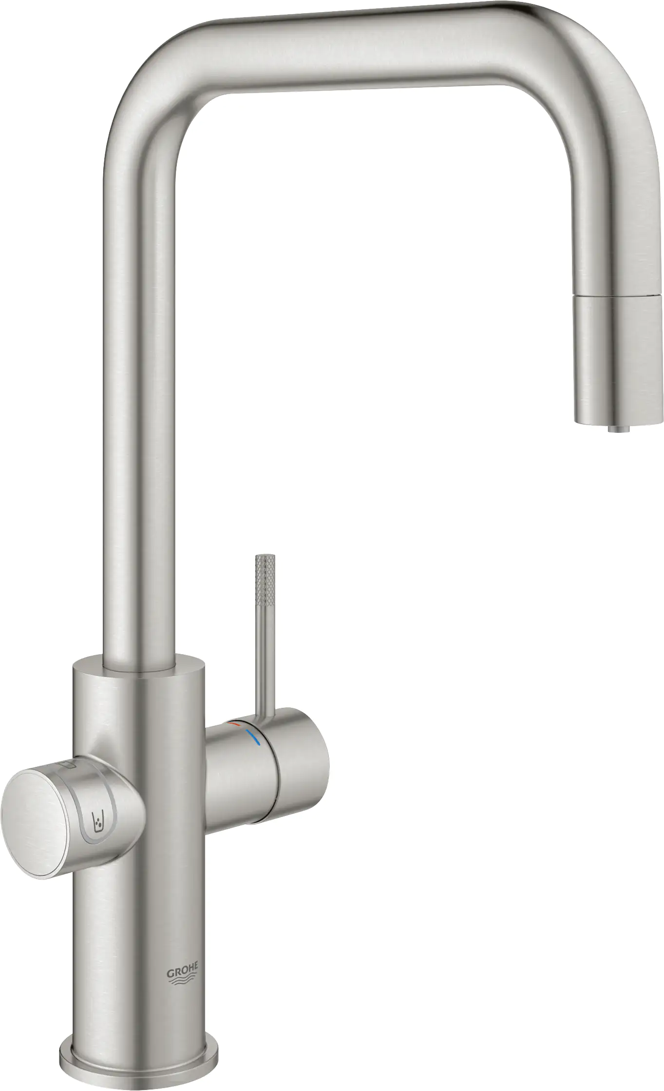Grohe Blue Home U-Auslauf Starter Kit mit herausziehbarem Mousseurauslauf supersteel