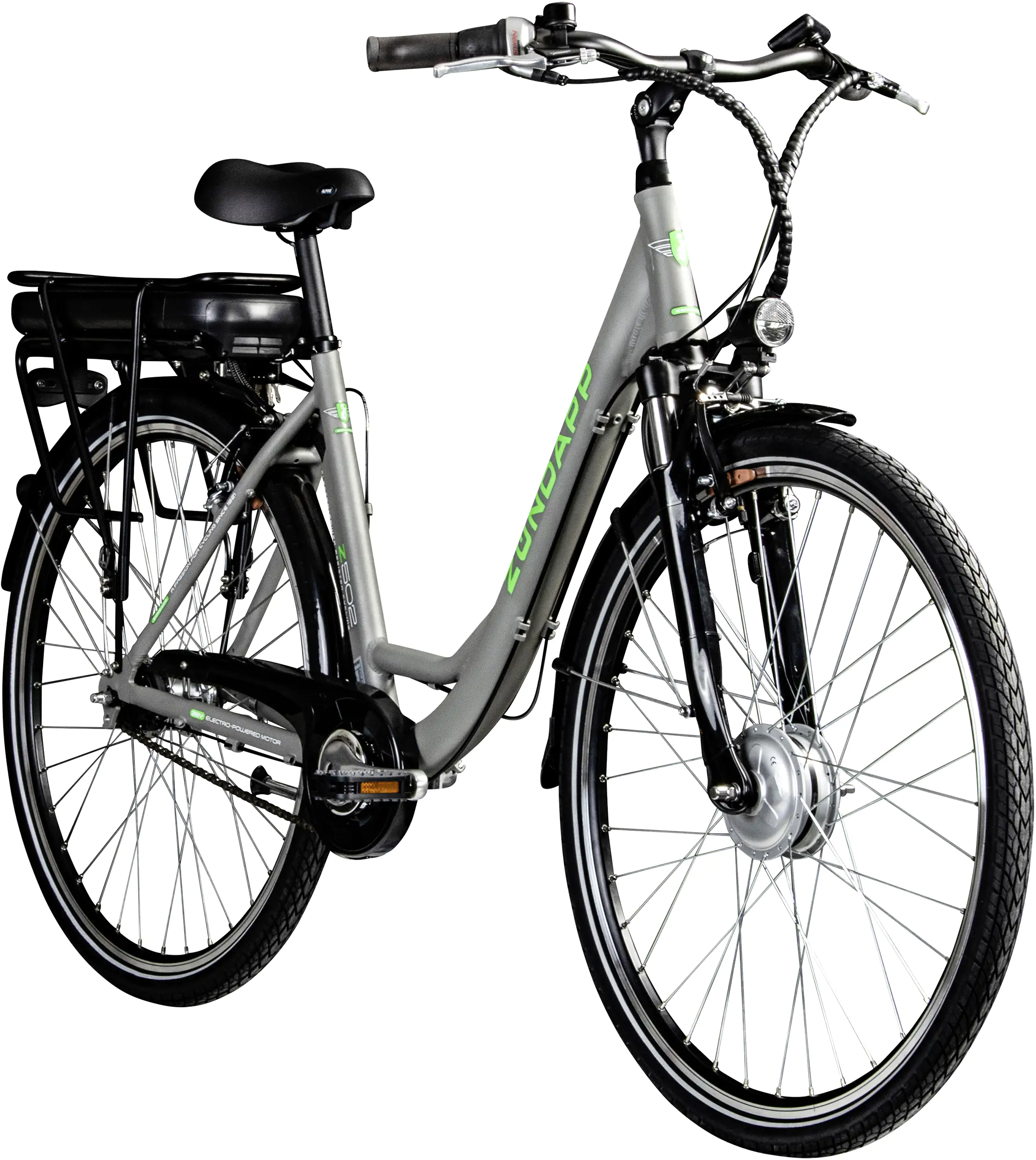 Zündapp E-Bike City Z502 Retro 28 Zoll 7-Gang 468 Wh grau grün