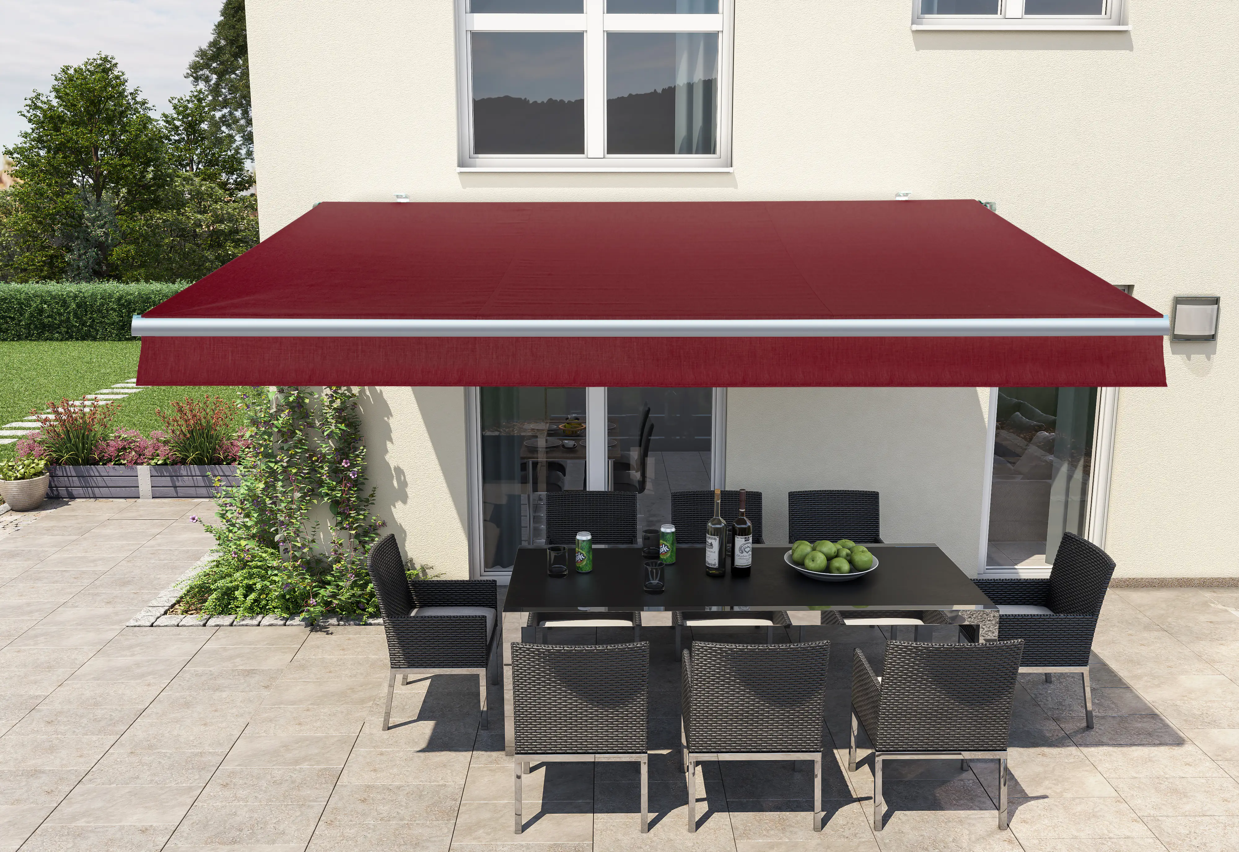 Gelenkarm-Markise Berlin bordeaux rot Breite 400 cm Ausfall 250 cm