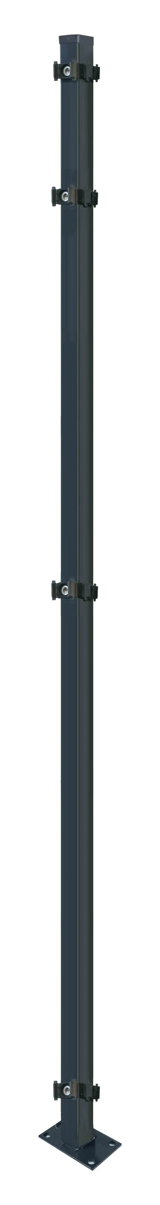 Floraworld Zauneckpfosten Comfort 169,3 x 6 x 4 cm mit Bodenplatte anthrazit