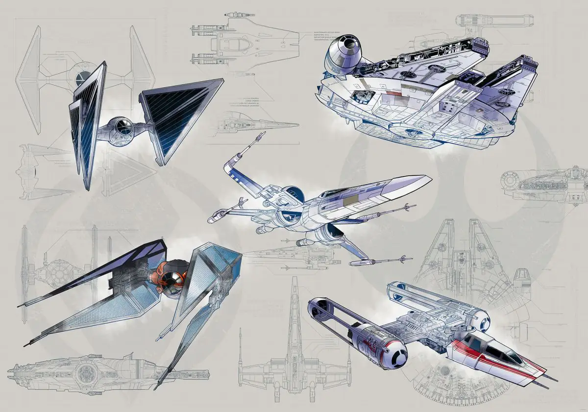 Komar Vlies Fototapete Star Wars Blaupausen Starfighter 400 x 280 cm 