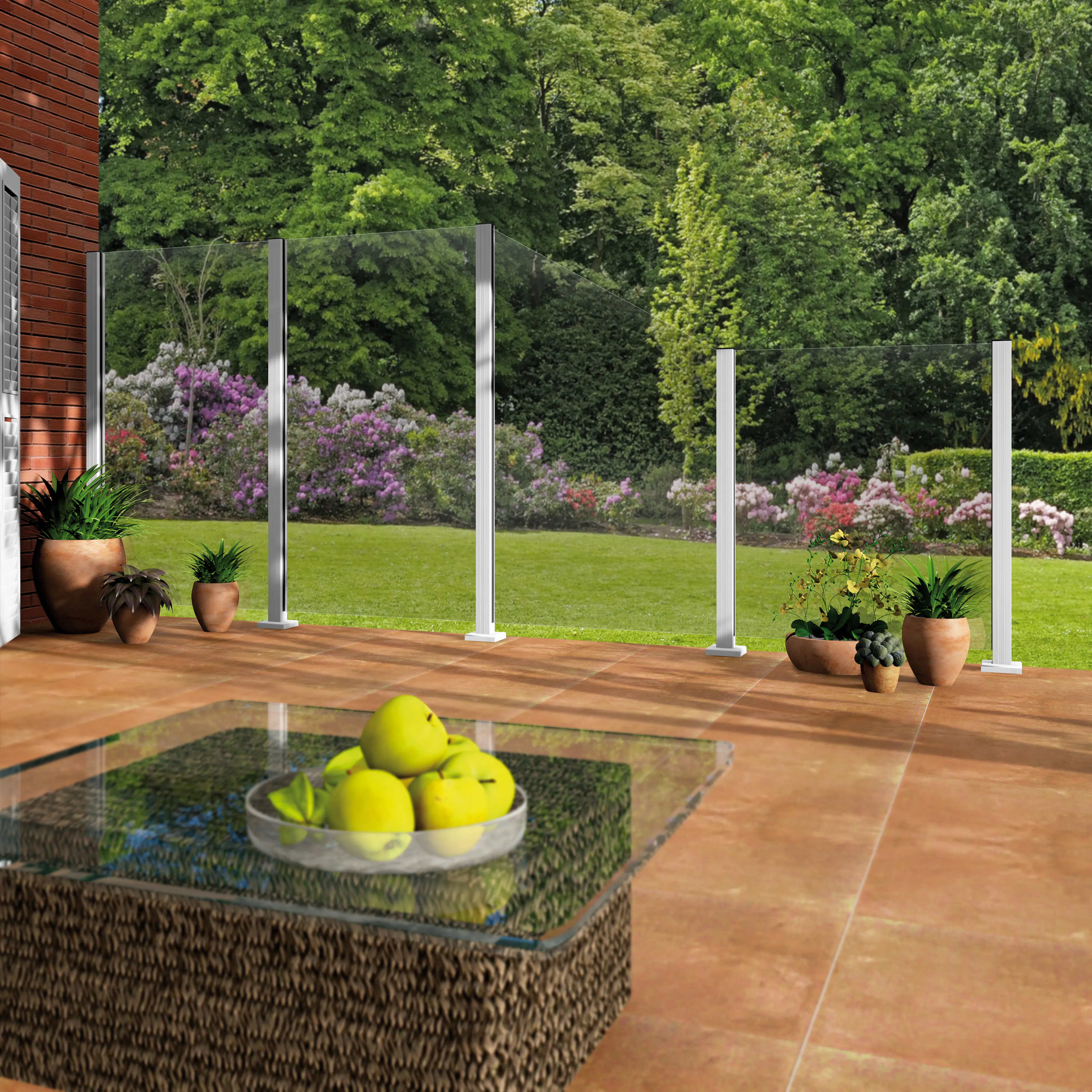 Ambiente Glaszaun Erweiterungsset Klarglas 187 x 124,2 cm weiß