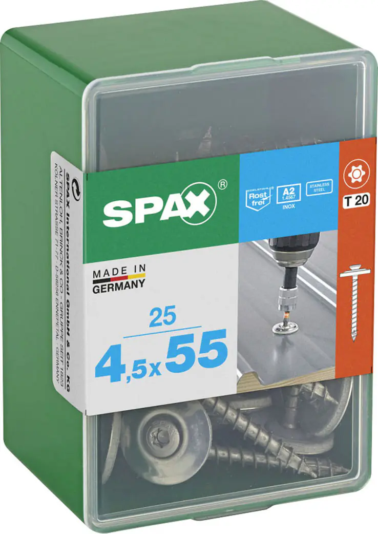 Spax Spenglerschrauben 4,5 x 55 mm T20 Vollgewinde - 25 Stk. 