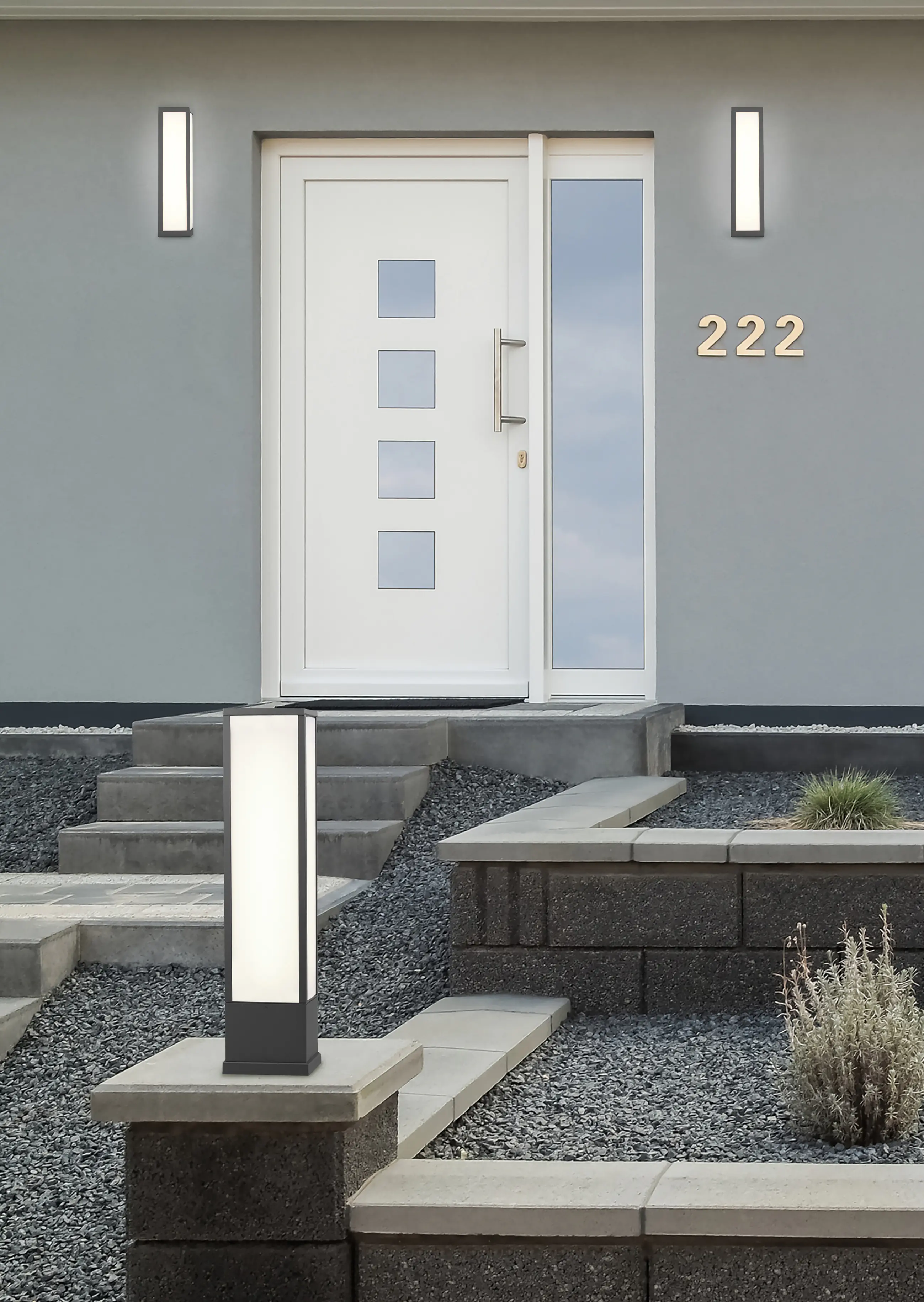 Trio LED Wandleuchte Fuerte für außen anthrazit/weiß 105W