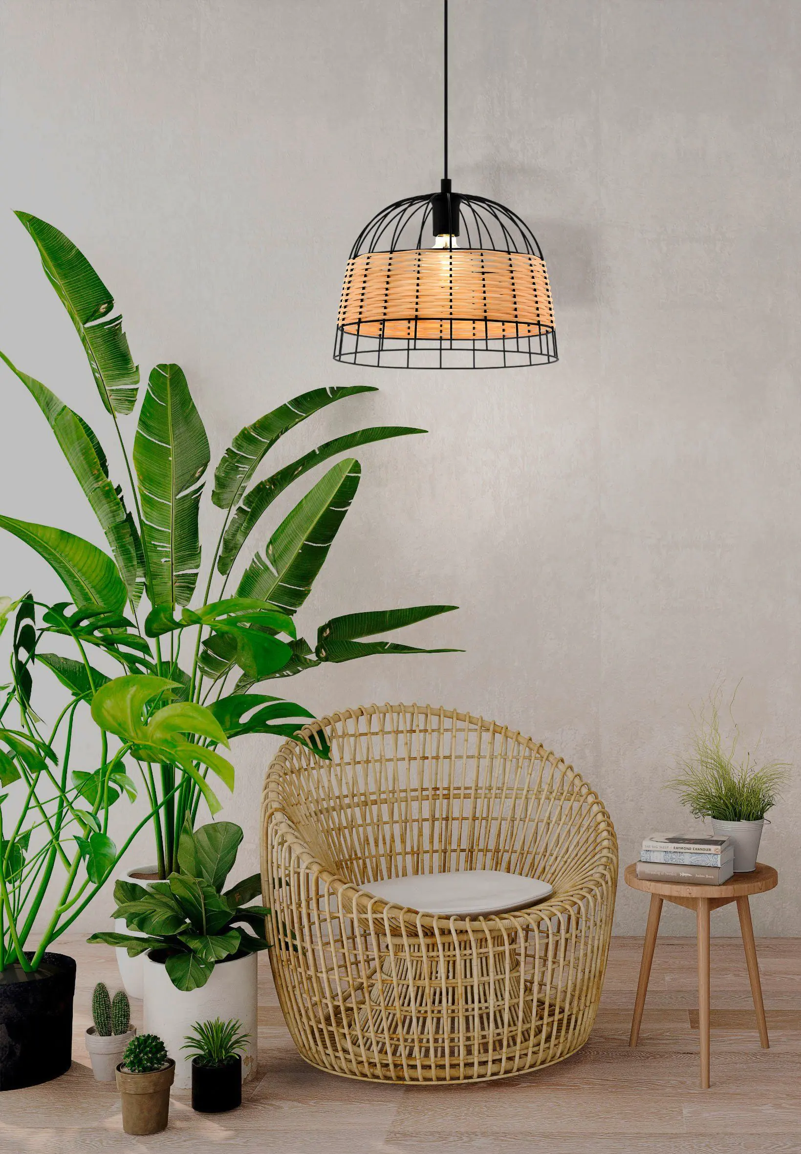 Eglo Pendelleuchte Anwick natur Ø 37 cm E27, max. 60 W