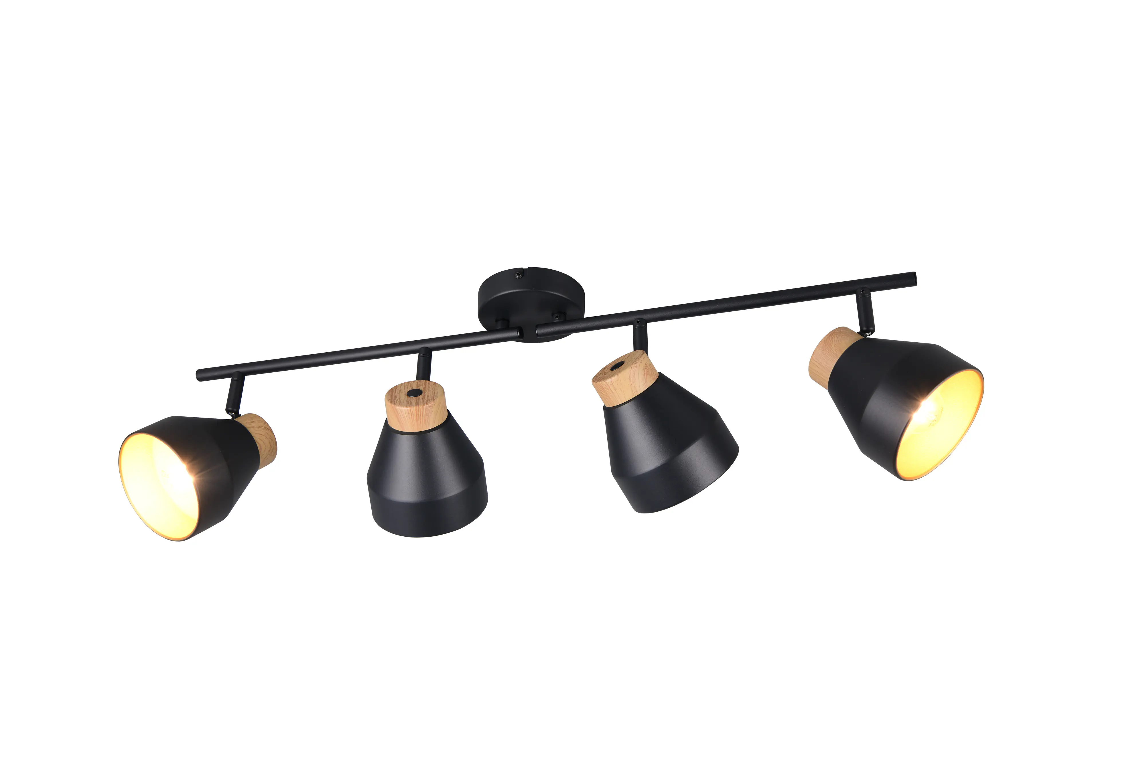 Trio LED-Deckenlampe 4er Spot Valentin 22 x 71,5 cm schwarz matt/natur