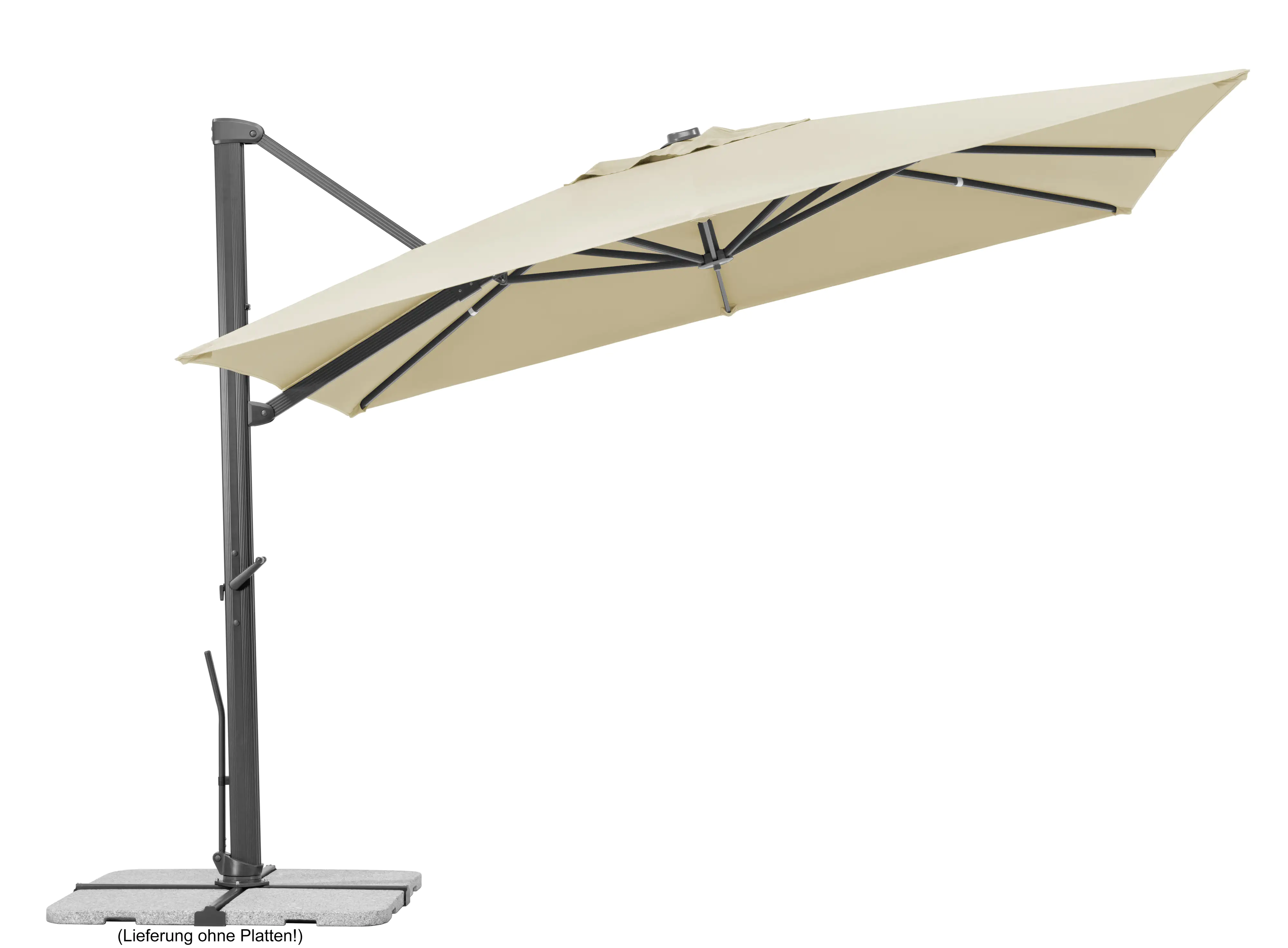 Schneider Ampelschirm Rhodos Smart natur 300 x 300 cm inkl. Sonnenschirmhülle