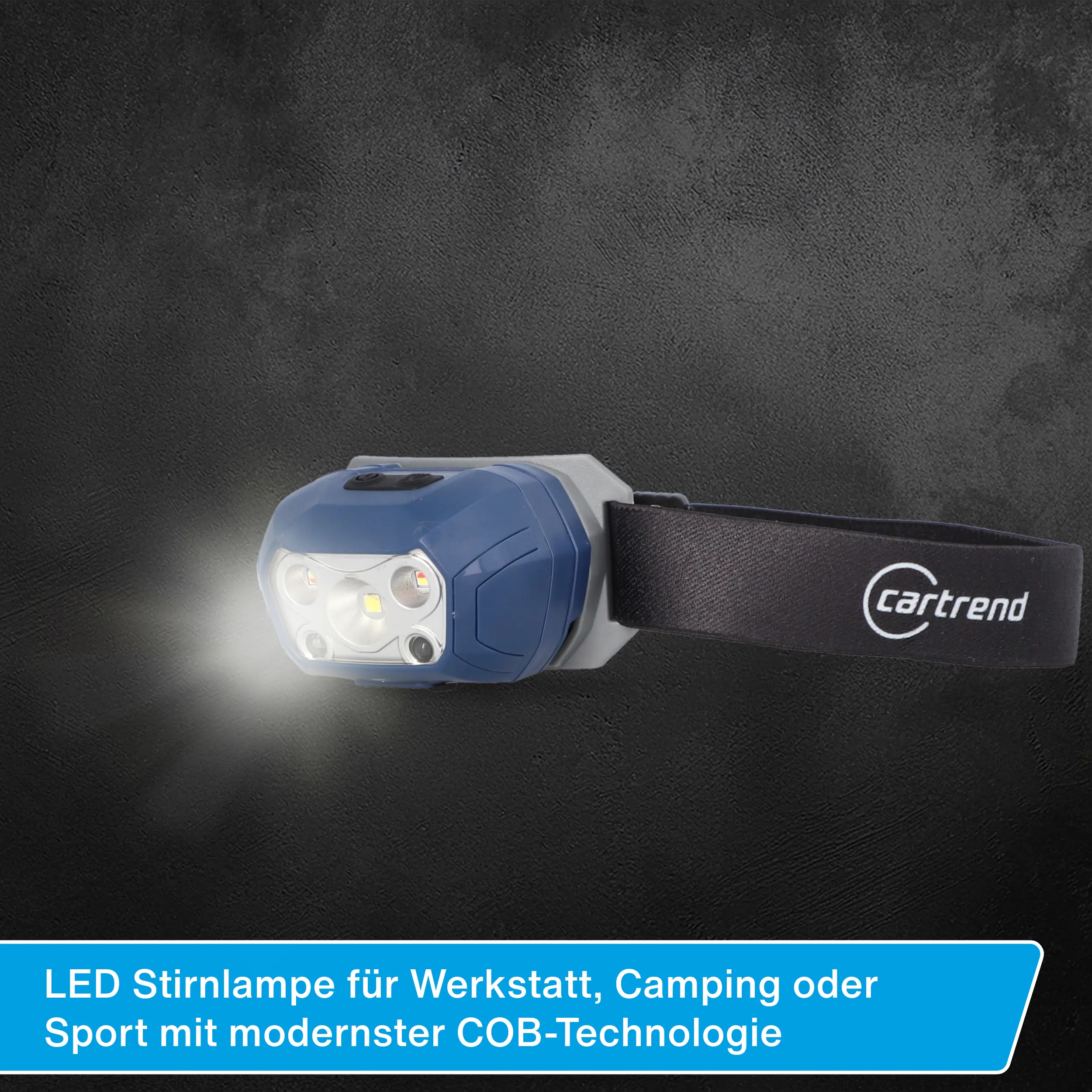 Cartrend LED-Stirnlampe 400 Lumen schwarz-blau