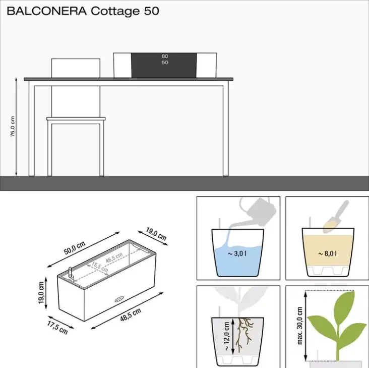 Lechuza Balkonkasten Balconera Cottage 50 sandbraun