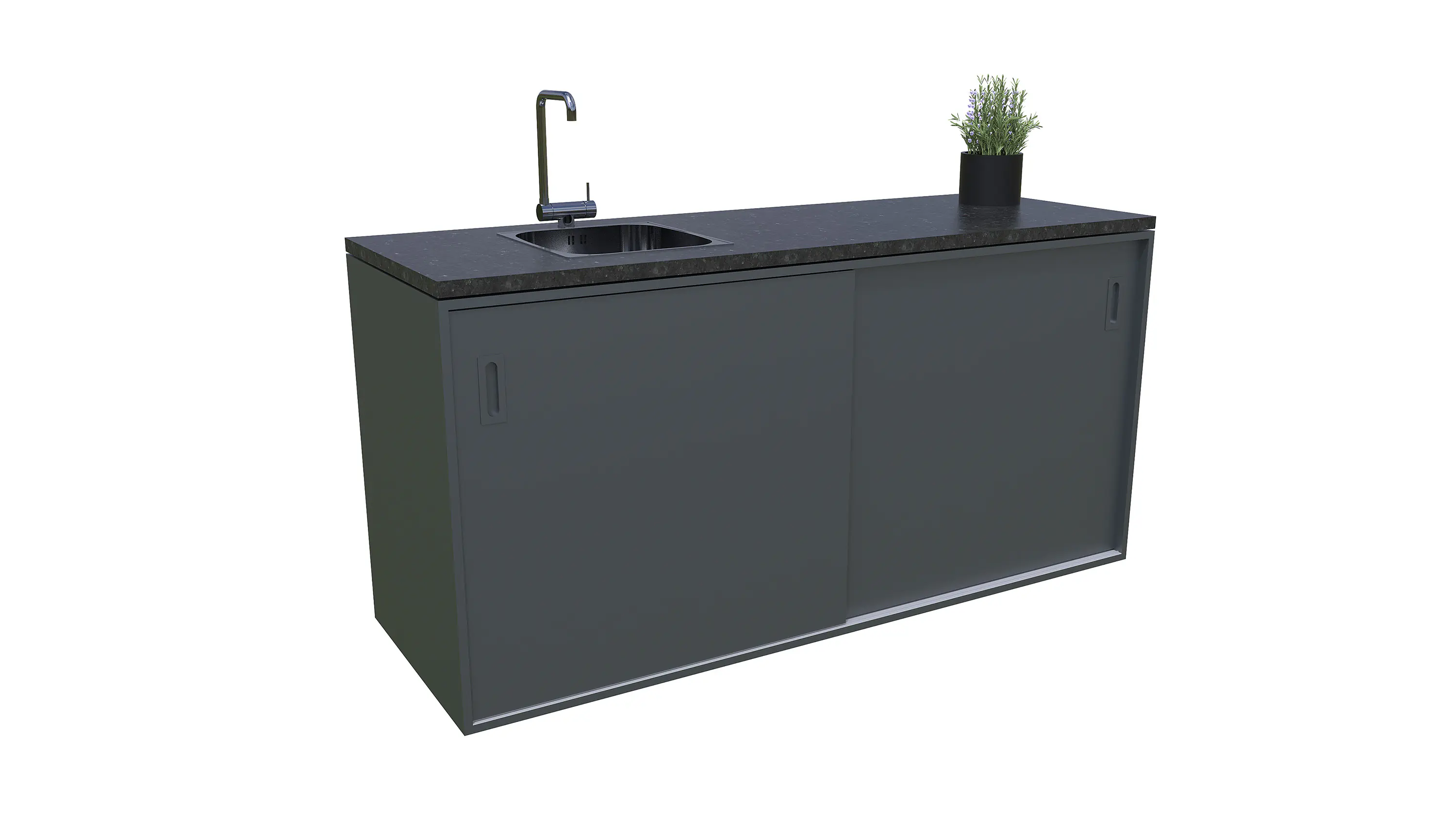 Bellano Living Element für Outdoorküchen inkl. Spüle links und 2 Türen anthrazit granit