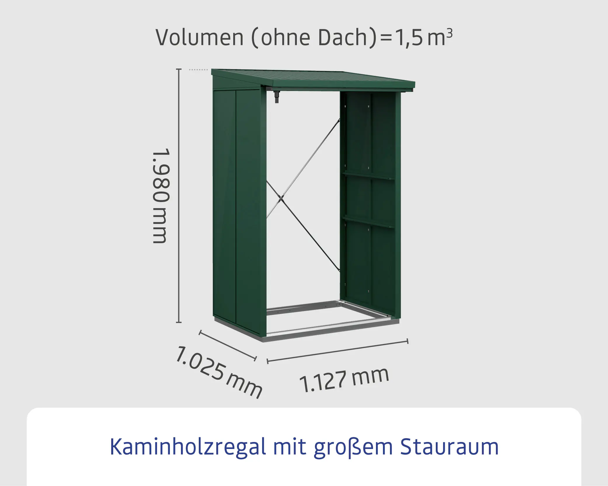 Ecostar Kaminholzregal Elegant-V Typ 1, moosgrün, mit Verstrebung