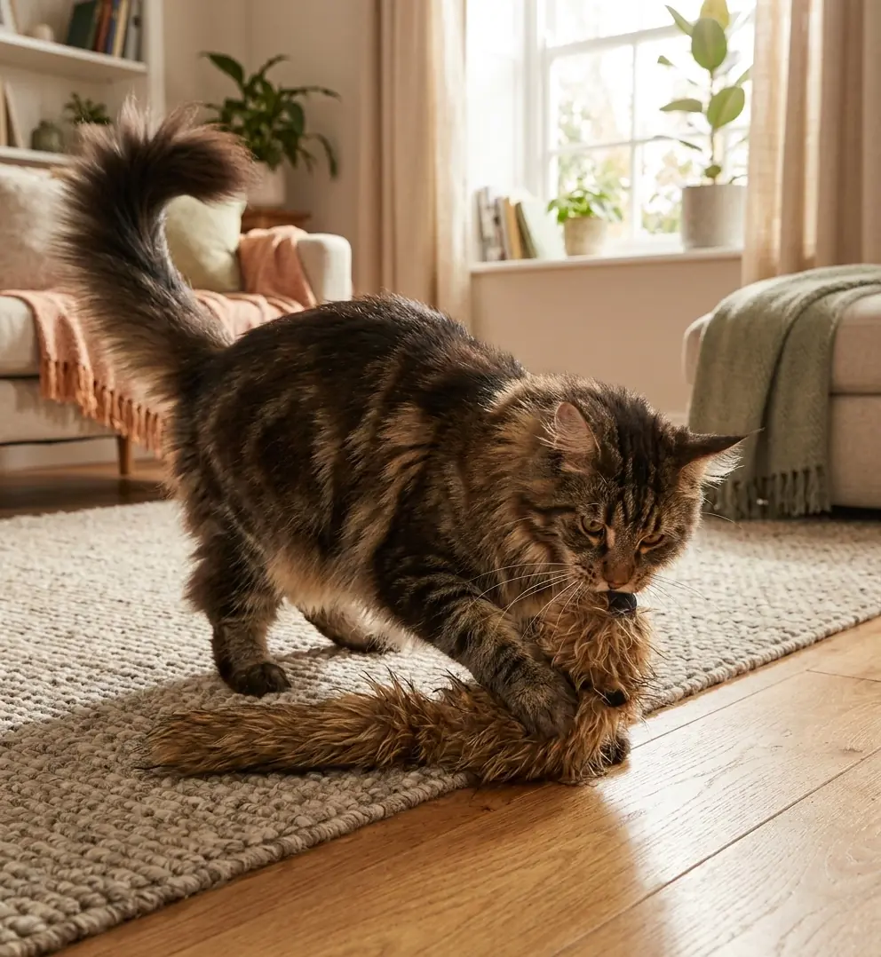 Aumüller Katzenspielzeug Frettchen grau mit Baldrian und Katzenminze 3er Set