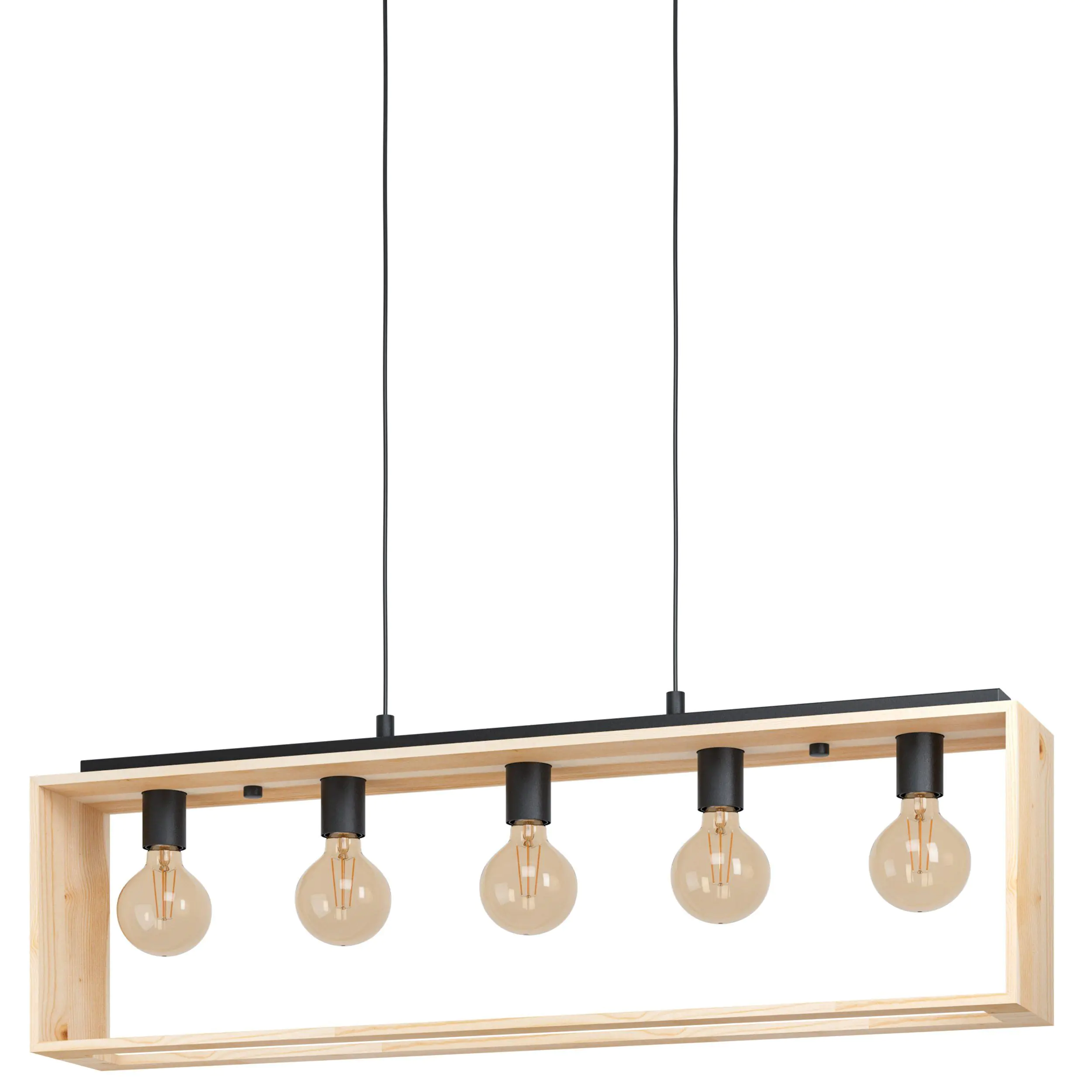 Eglo Pendelleuchte Famborough schwarz-natur 100 x 16 cm 5-flammig E27