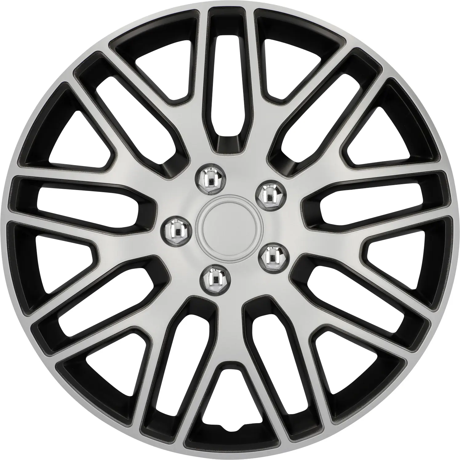 Cartrend Radzierblende Branch 35 cm (14 Zoll) silber schwarz 4 stück