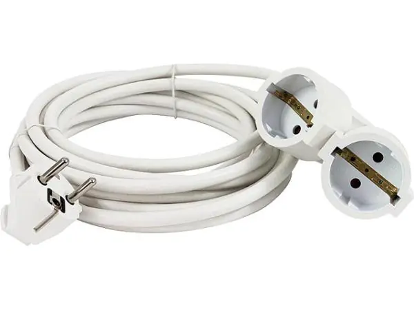 REV Verlängerungskabel 5m H05VV-F 3G 1,5 mm² Doppelkupplung, weiß